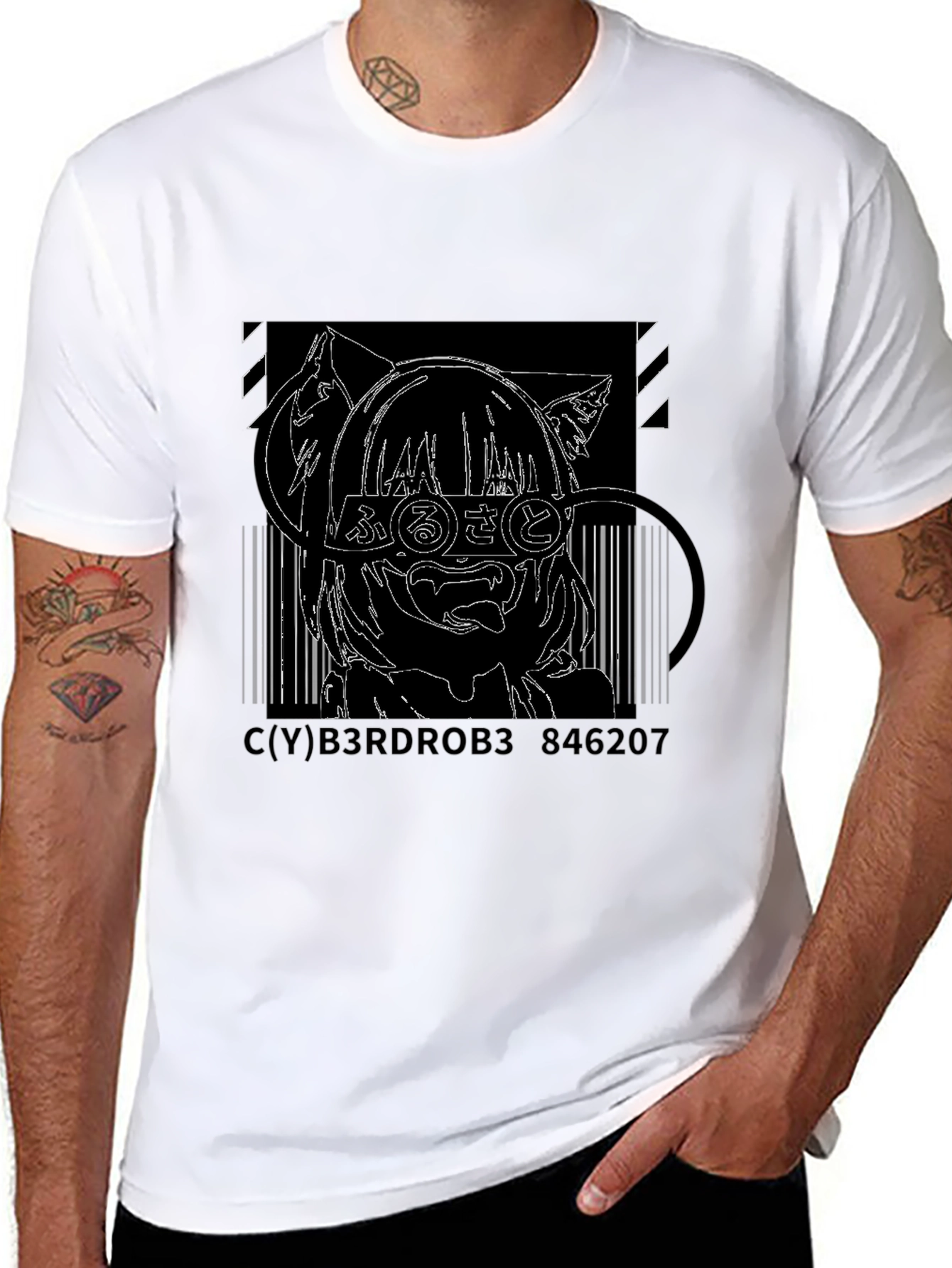 Anime Cat Girl T-Shirt - Black