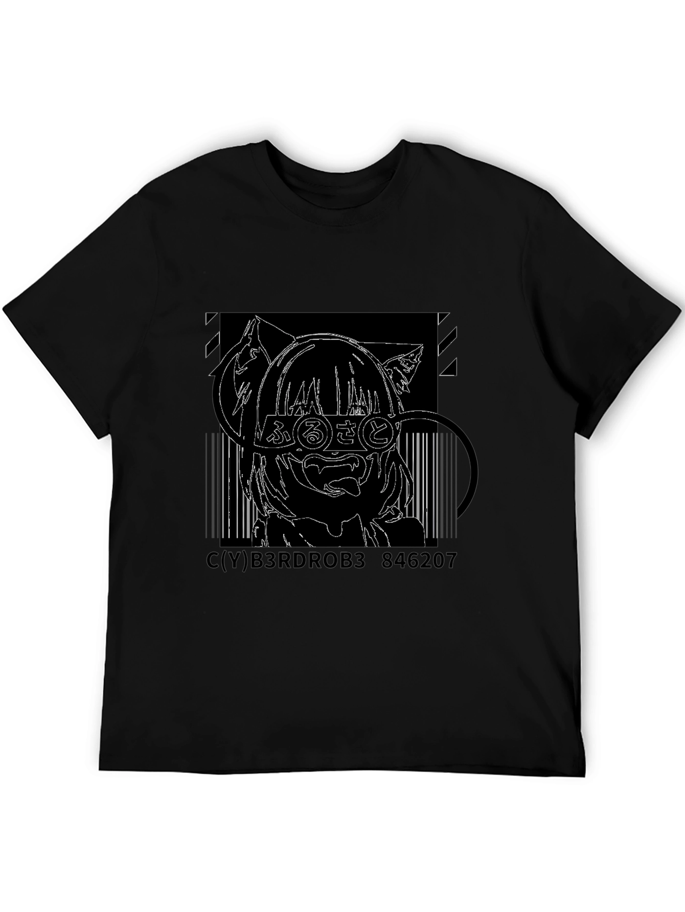 Anime Cat Girl T-Shirt - Black