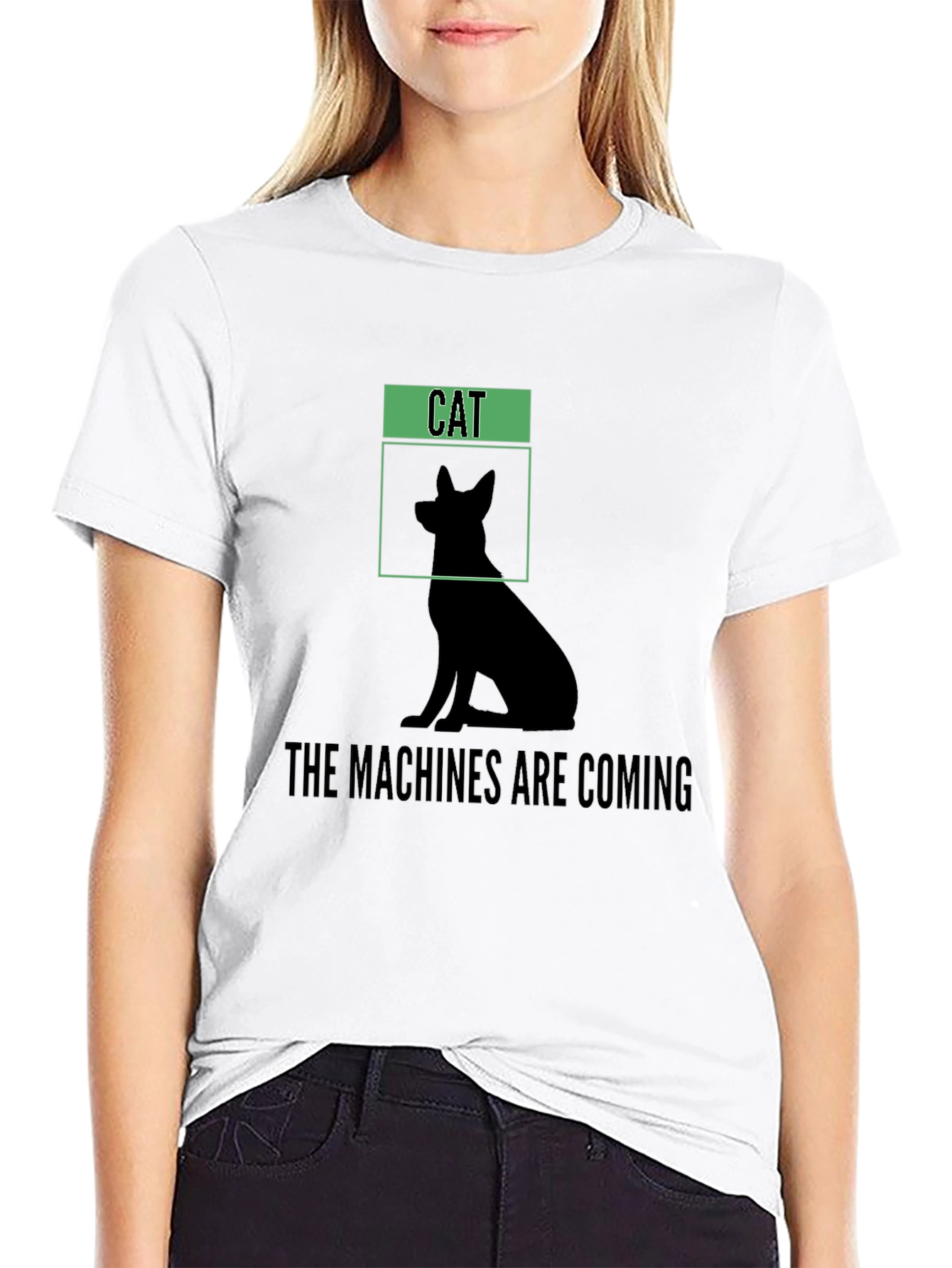 Humorous The Machines Are Coming Cat/Dog Silhouette T-Shirt