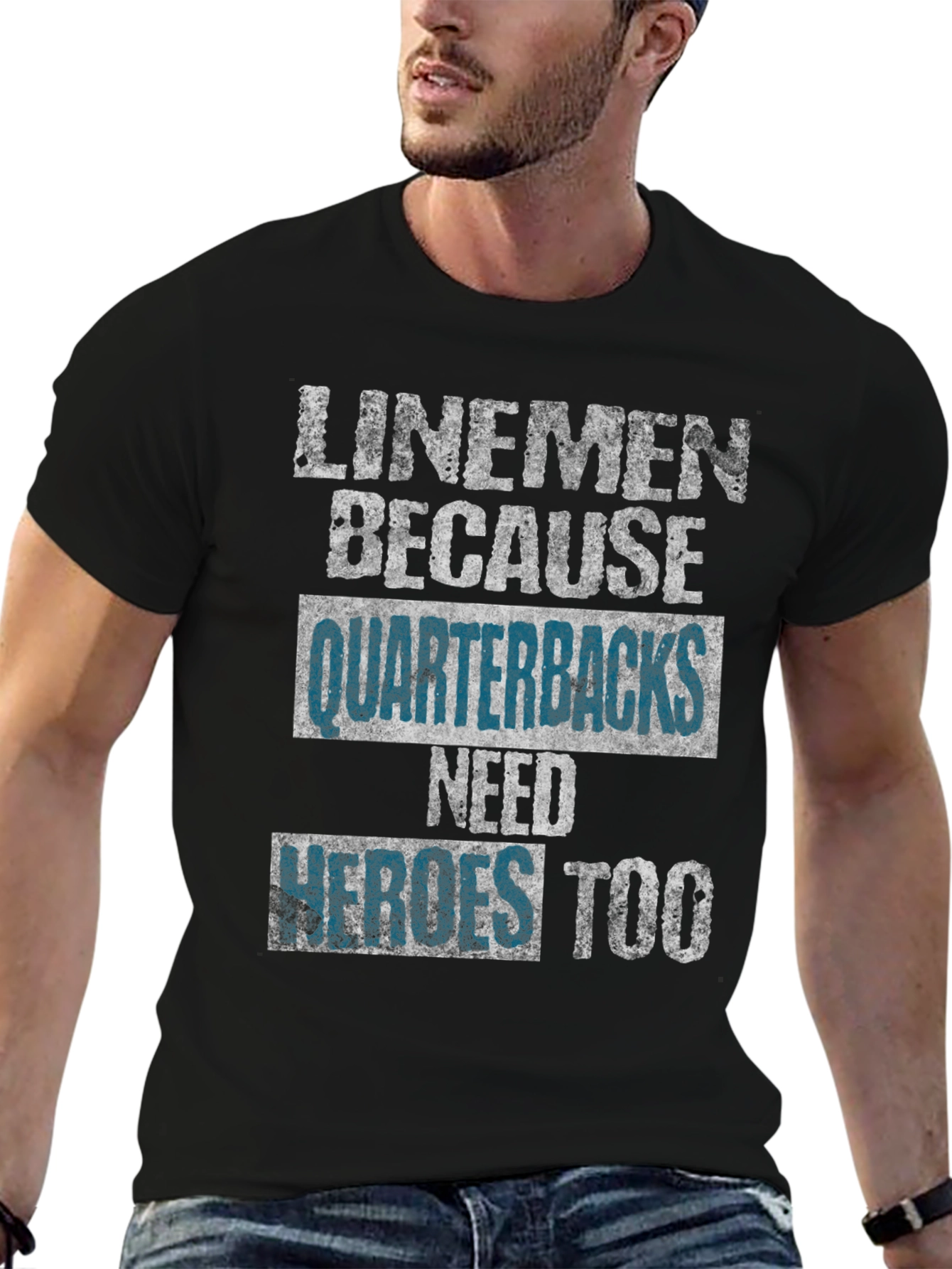 Linemen Heroes Graphic T-Shirt Football Fan Apparel
