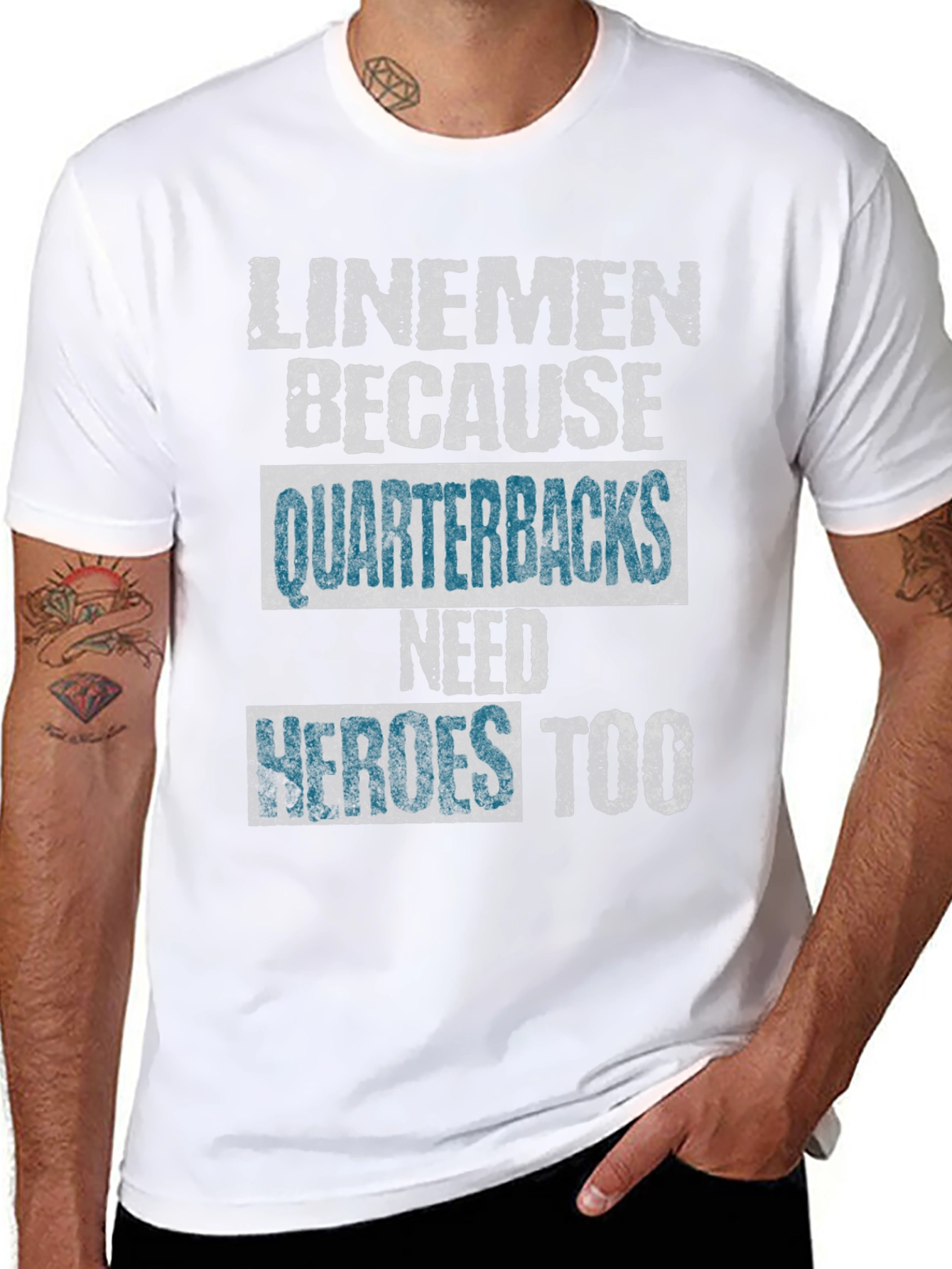 Linemen Heroes Graphic T-Shirt Football Fan Apparel