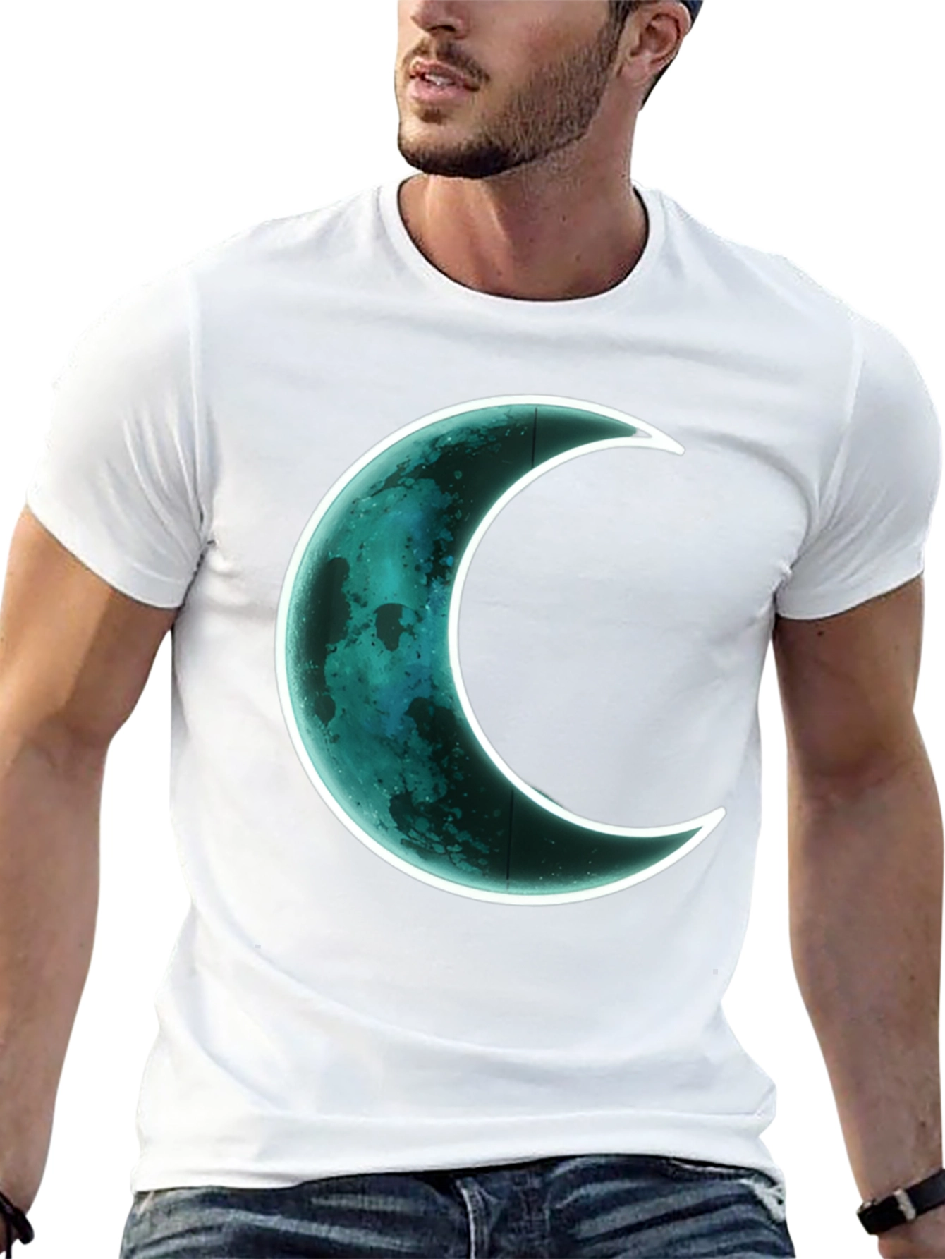 Crescent Moon Graphic T-Shirt - Black