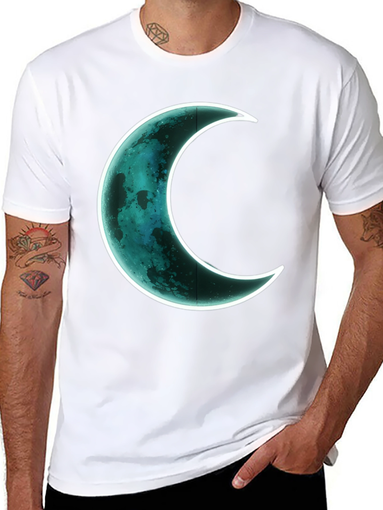 Crescent Moon Graphic T-Shirt - Black