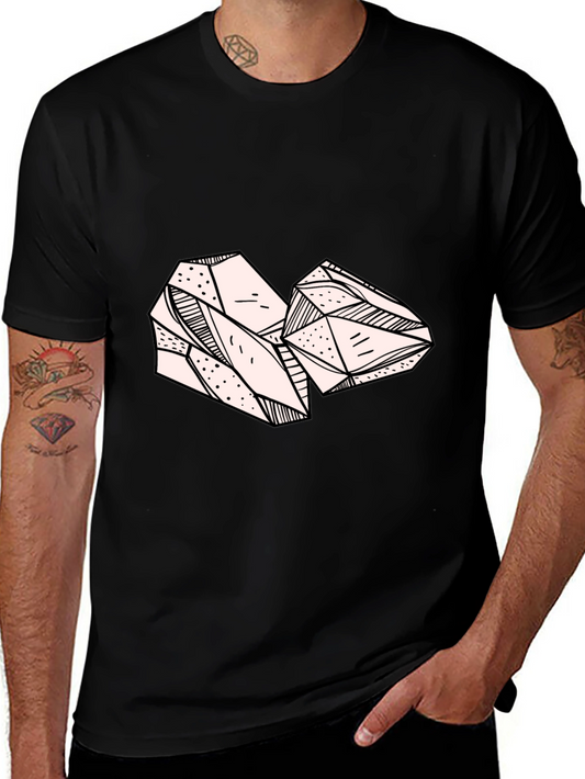 Abstract Gemstone Graphic Tee - Black Cotton Blend
