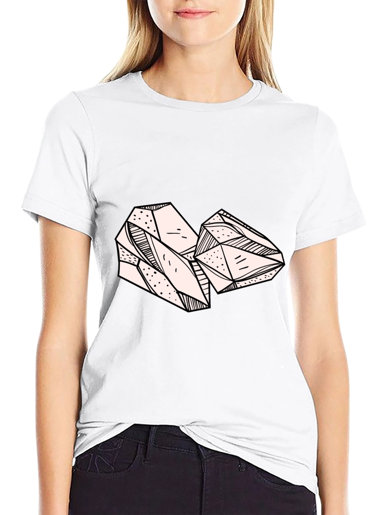 Abstract Gemstone Graphic Tee - Black Cotton Blend