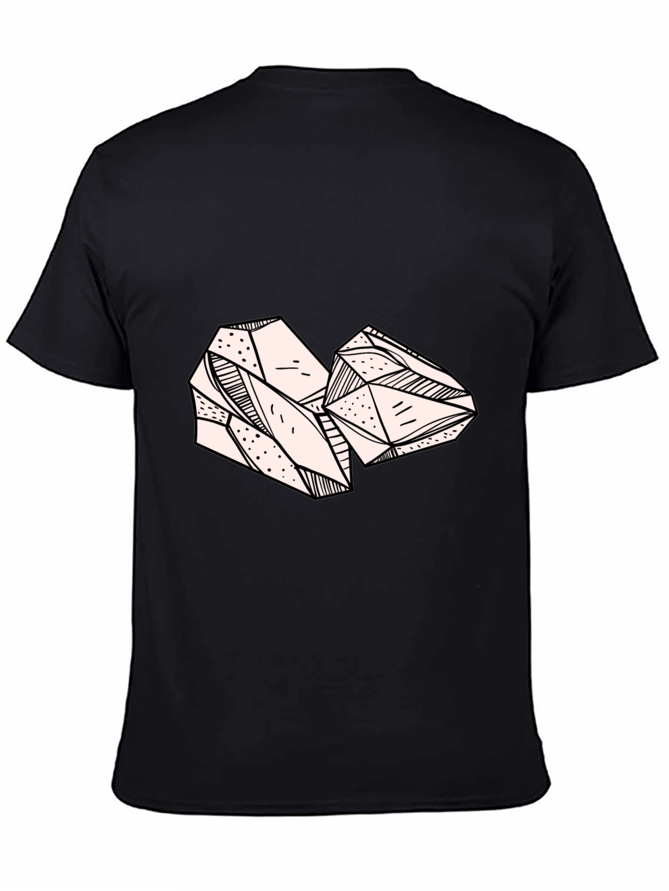 Abstract Gemstone Graphic Tee - Black Cotton Blend