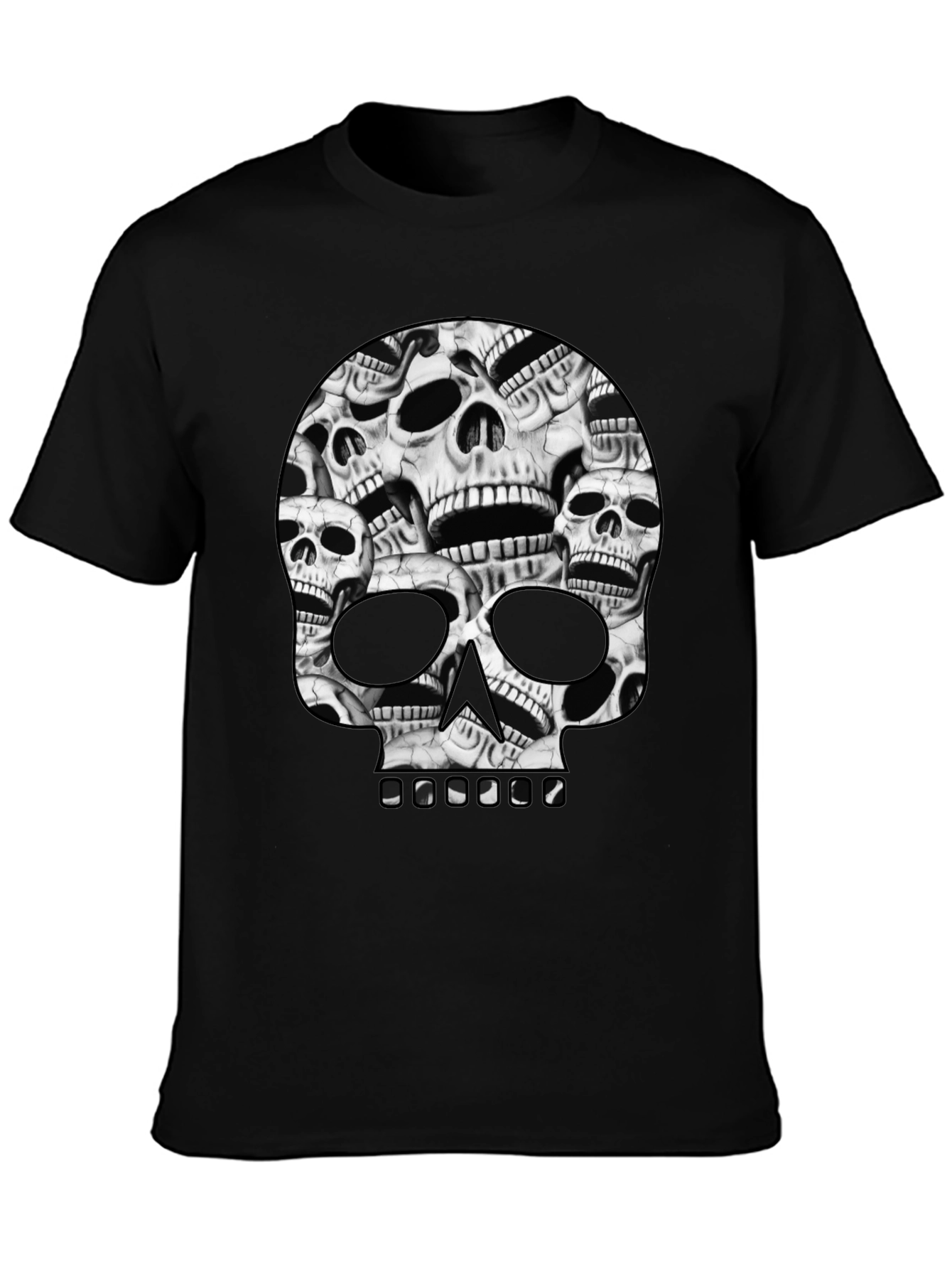Skull Pile Graphic Tee - Black Cotton T-Shirt
