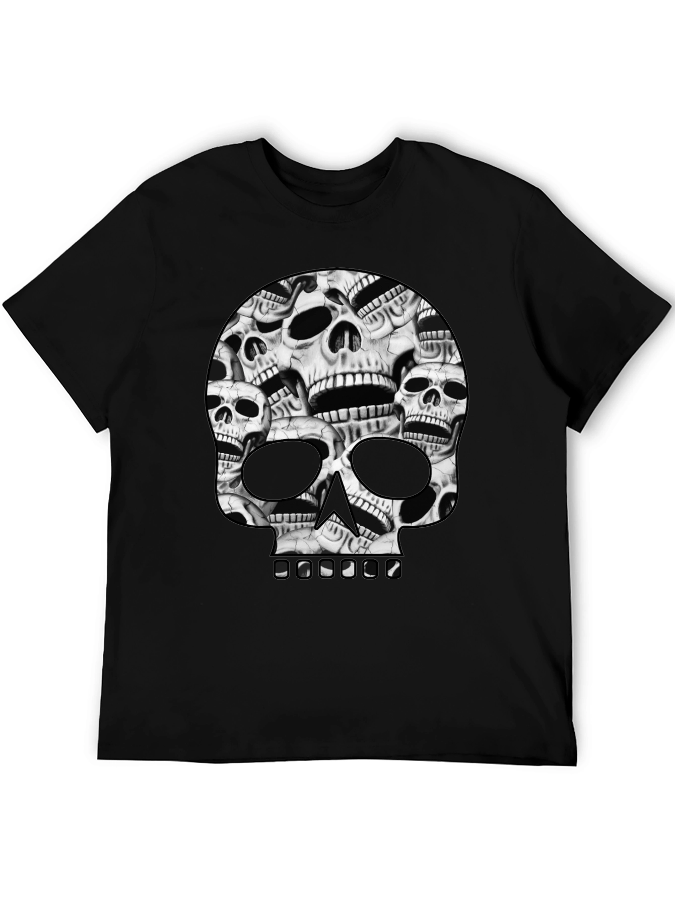 Skull Pile Graphic Tee - Black Cotton T-Shirt