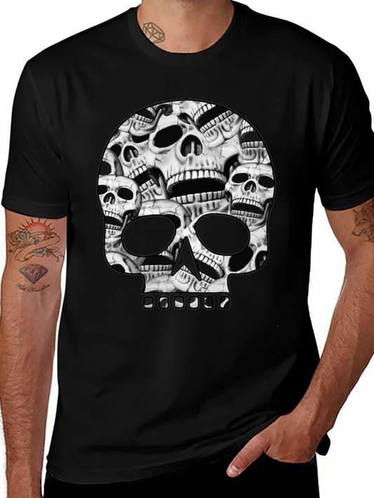 Skull Pile Graphic Tee - Black Cotton T-Shirt