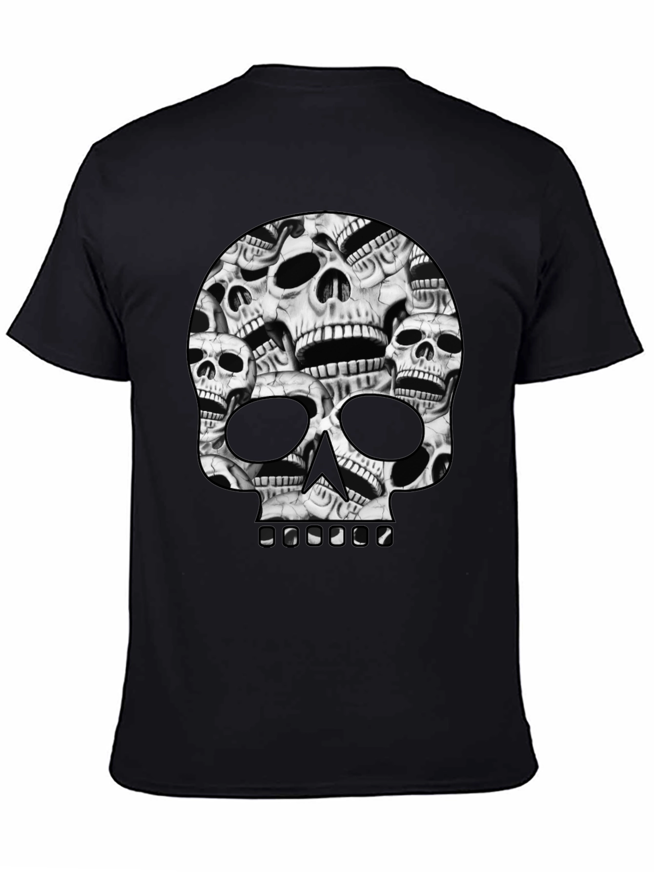 Skull Pile Graphic Tee - Black Cotton T-Shirt