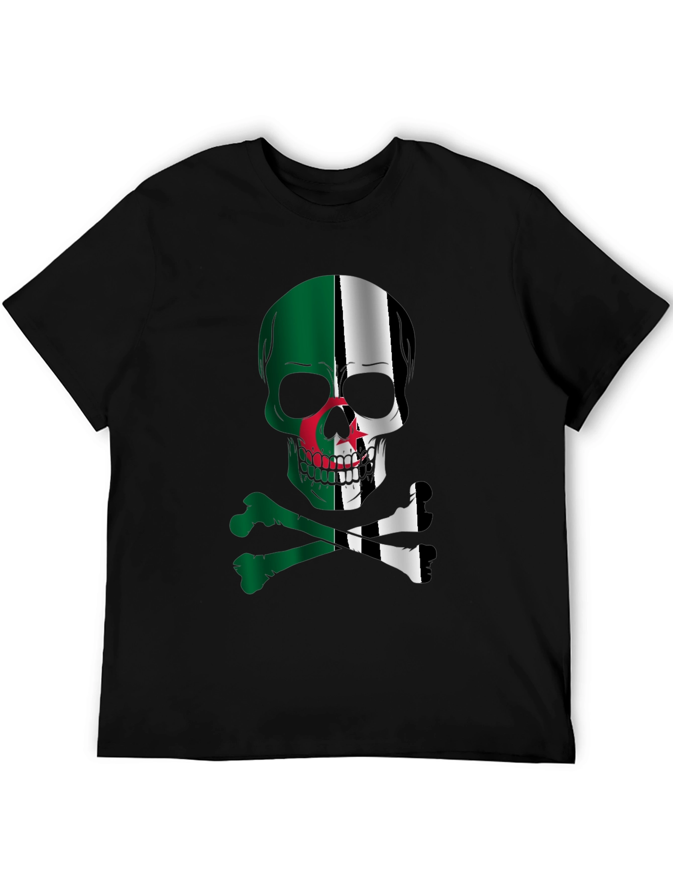 Algeria Flag Skull Graphic T-Shirt