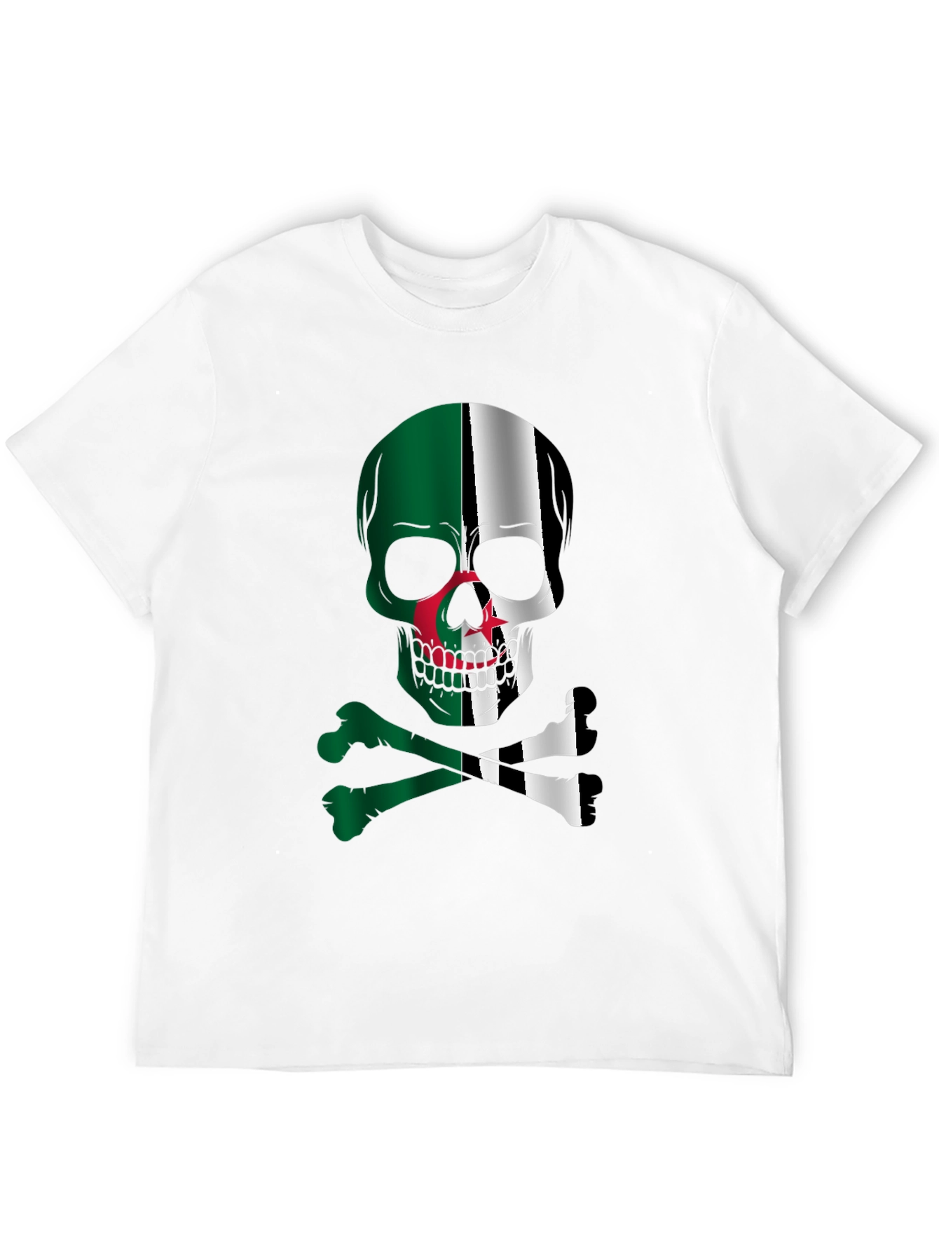 Algeria Flag Skull Graphic T-Shirt