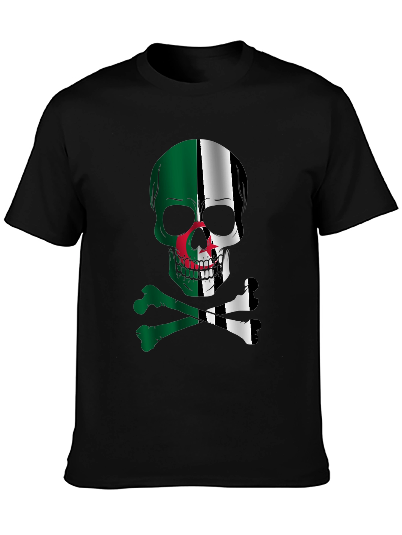Algeria Flag Skull Graphic T-Shirt
