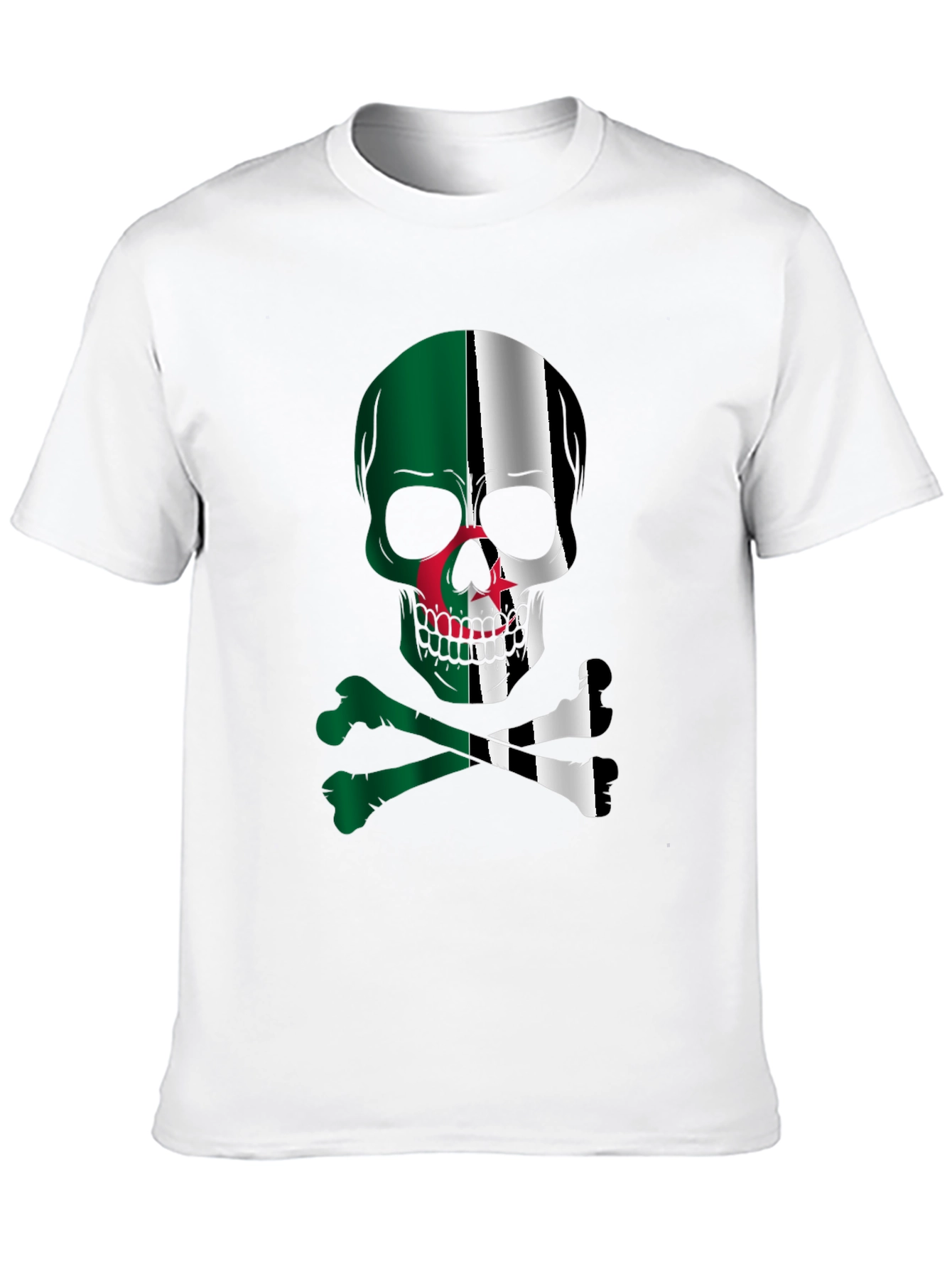 Algeria Flag Skull Graphic T-Shirt