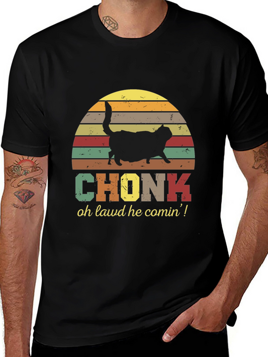 Chonk Cat T-Shirt - Oh Lawd He Comin Funny Tee