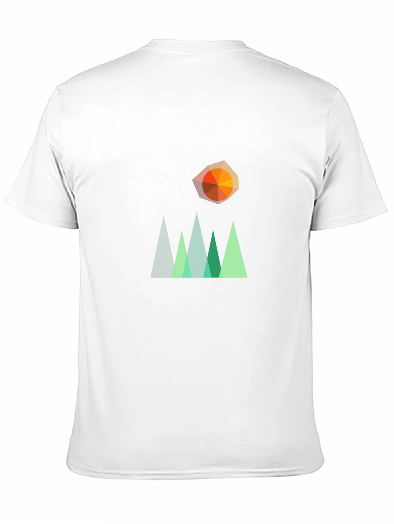 Geometric Mountain & Sun Graphic T-Shirt - Black