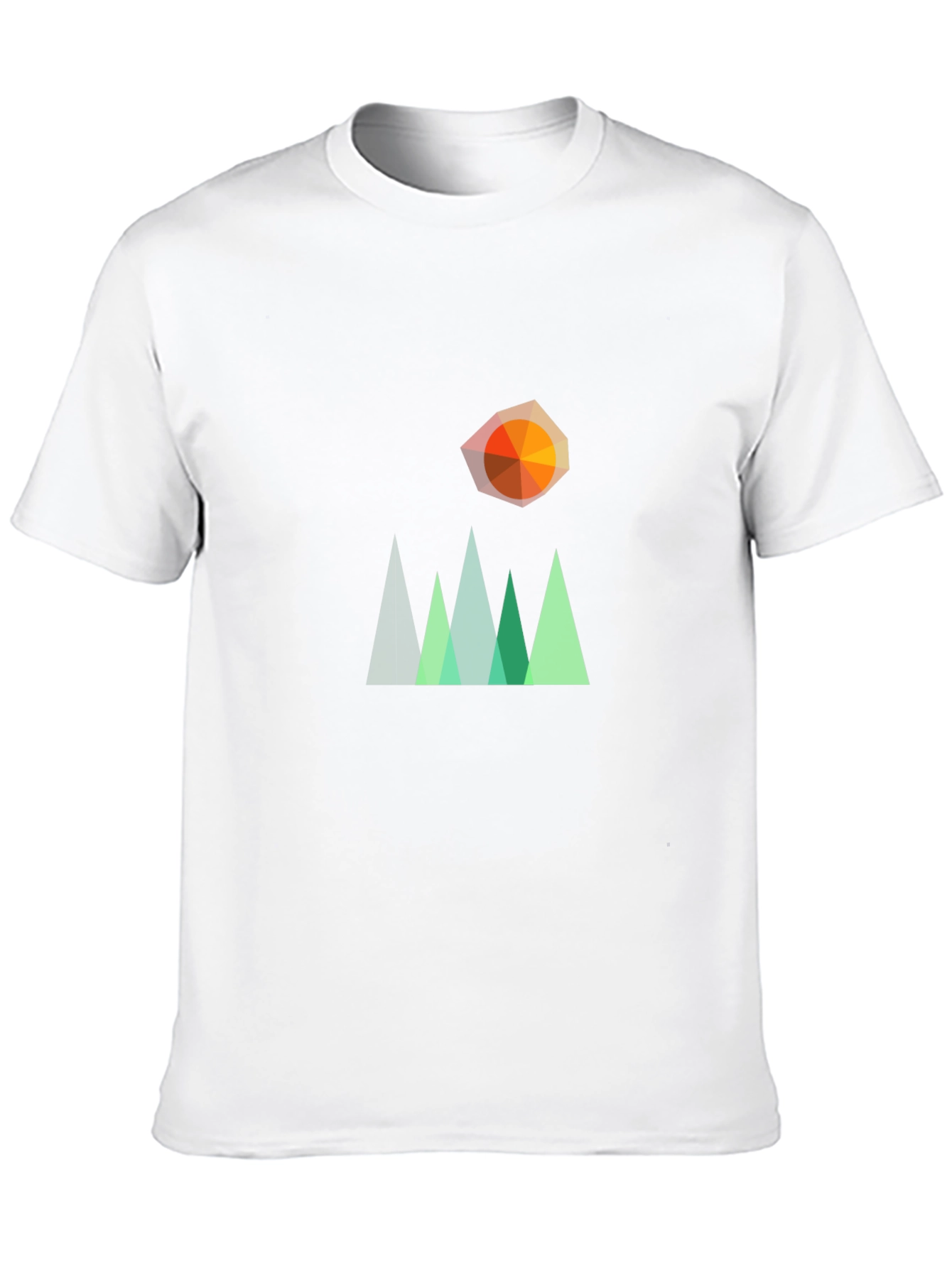 Geometric Mountain & Sun Graphic T-Shirt - Black