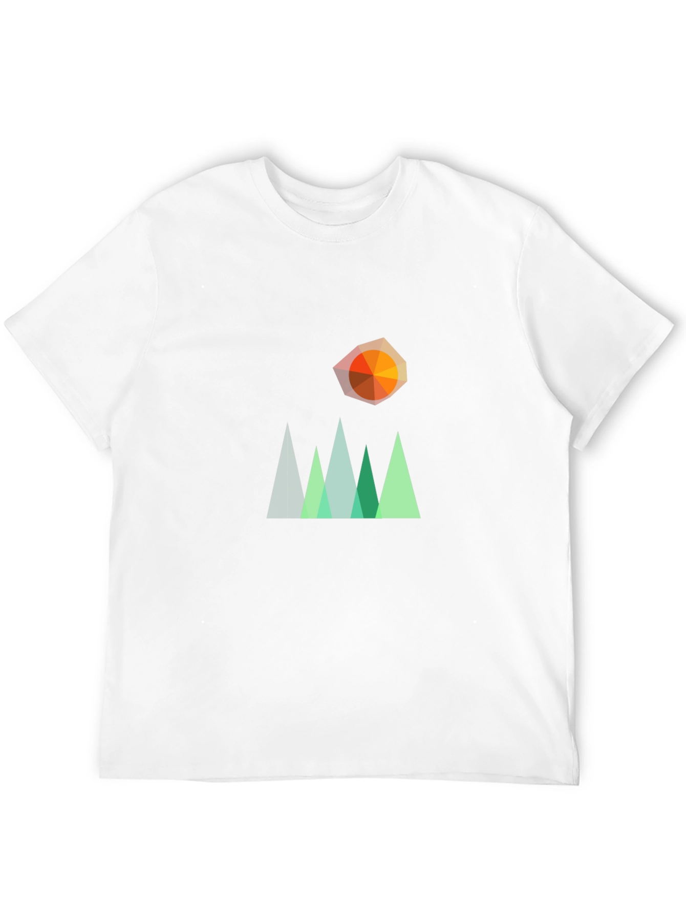 Geometric Mountain & Sun Graphic T-Shirt - Black