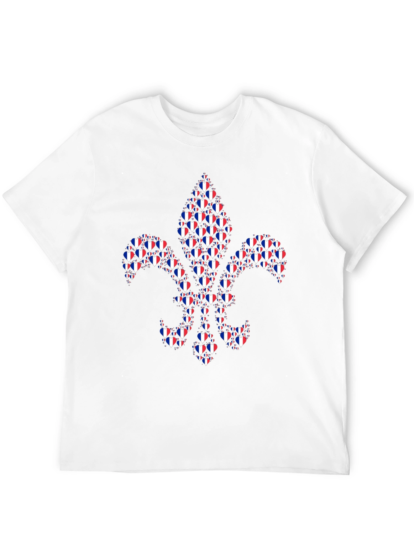 Fleur-de-Lis Heart Pattern Black T-Shirt