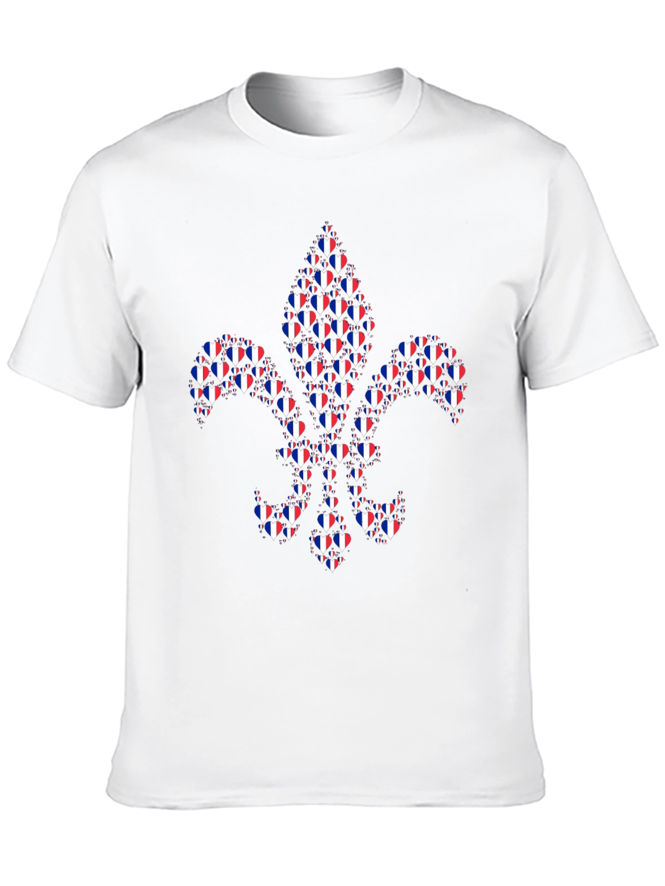 Fleur-de-Lis Heart Pattern Black T-Shirt