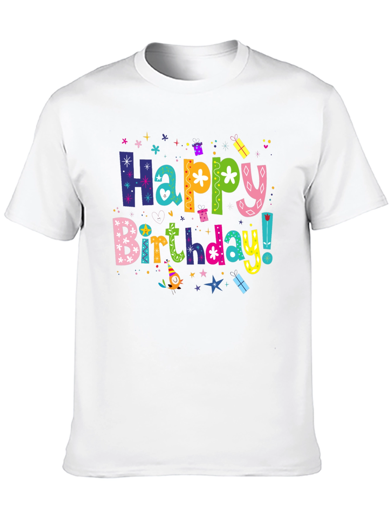 Happy Birthday Graphic Tee - Black Cotton