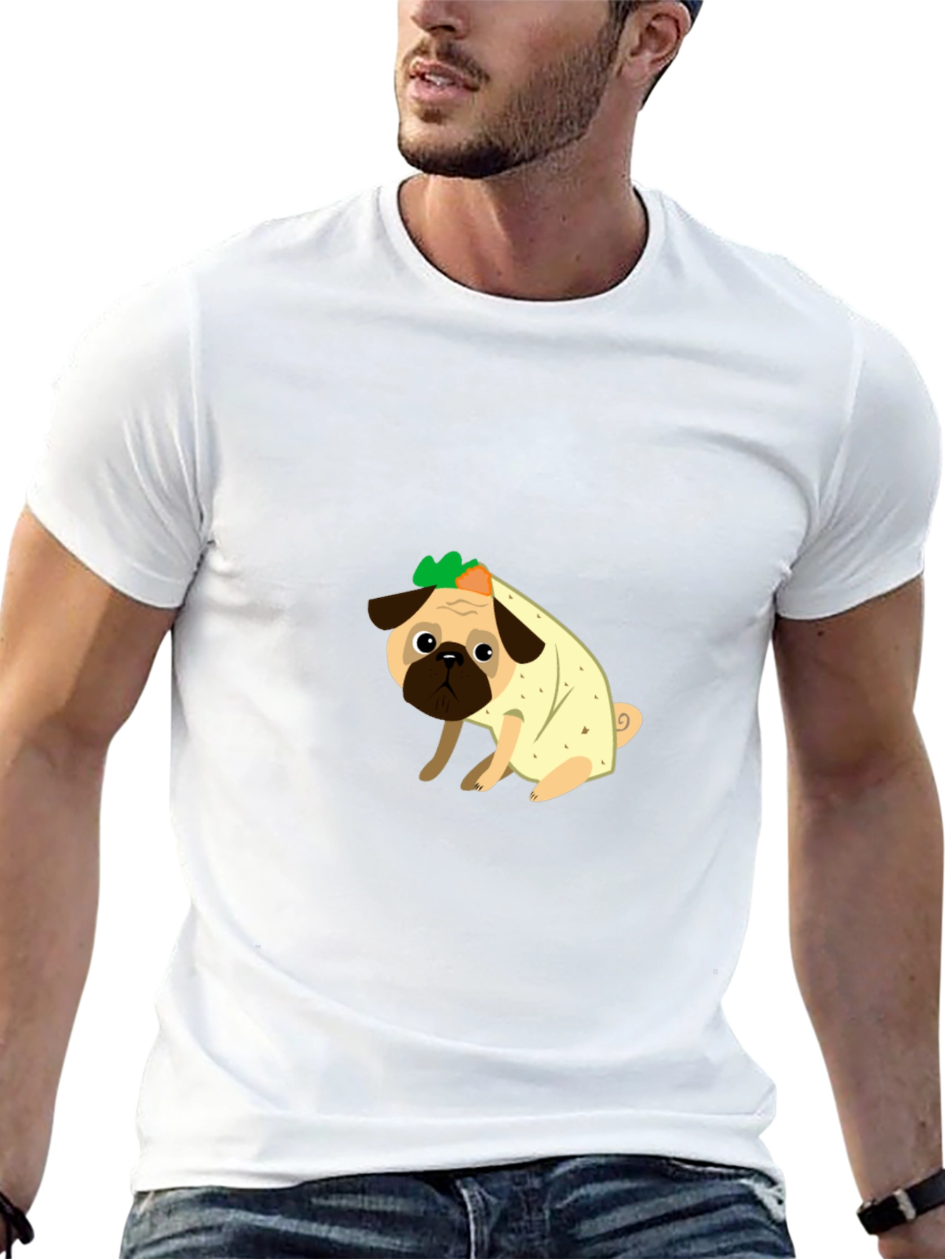 Pug Burrito T-Shirt - Cute Novelty Tee