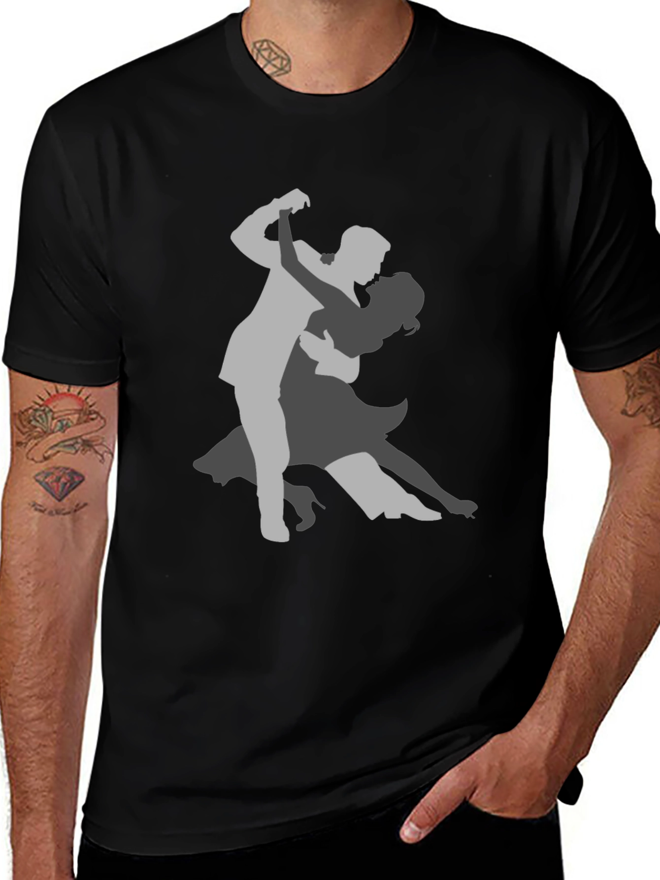 Elegant Tango Dancer Graphic Tee - Black