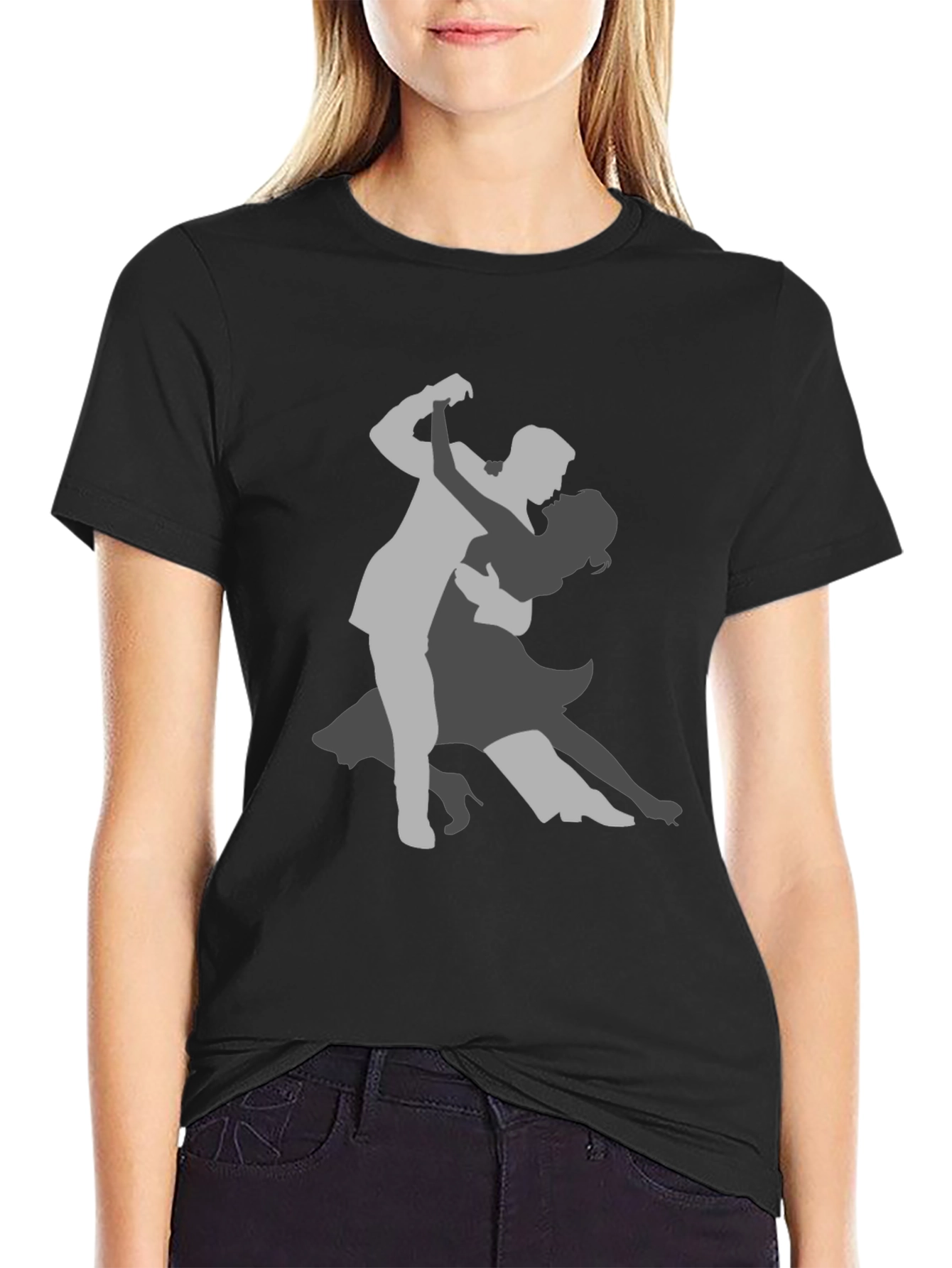 Elegant Tango Dancer Graphic Tee - Black