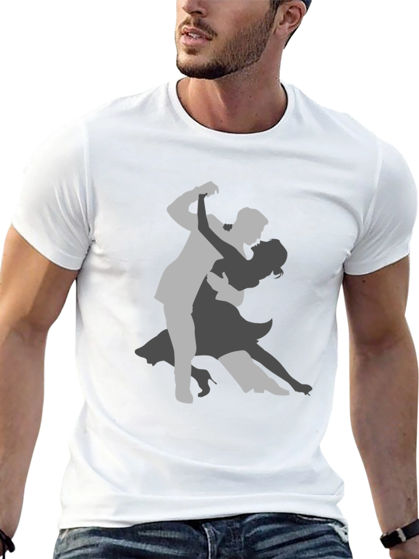 Elegant Tango Dancer Graphic Tee - Black