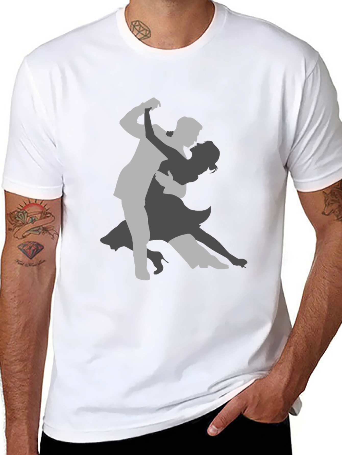 Elegant Tango Dancer Graphic Tee - Black