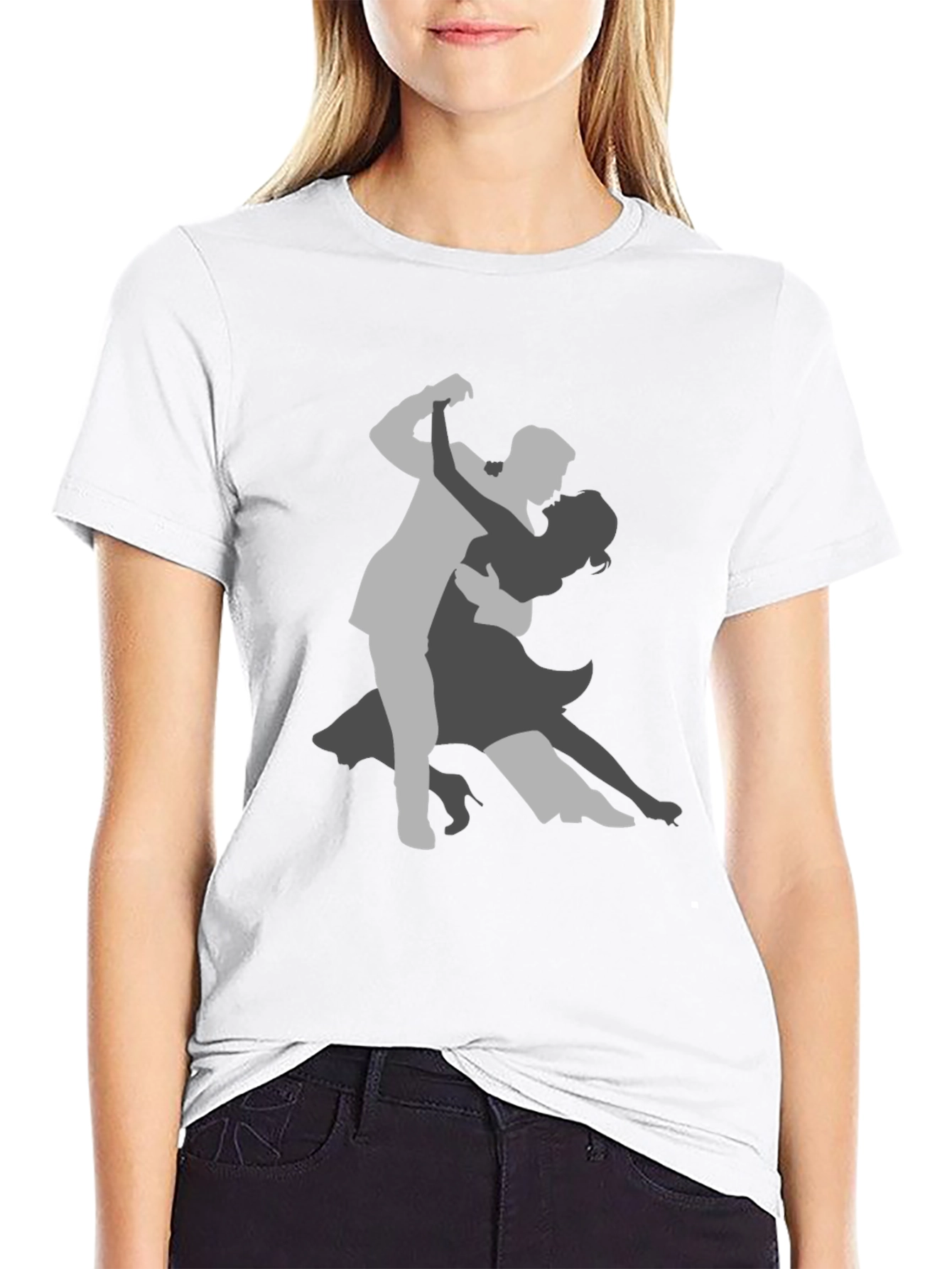 Elegant Tango Dancer Graphic Tee - Black