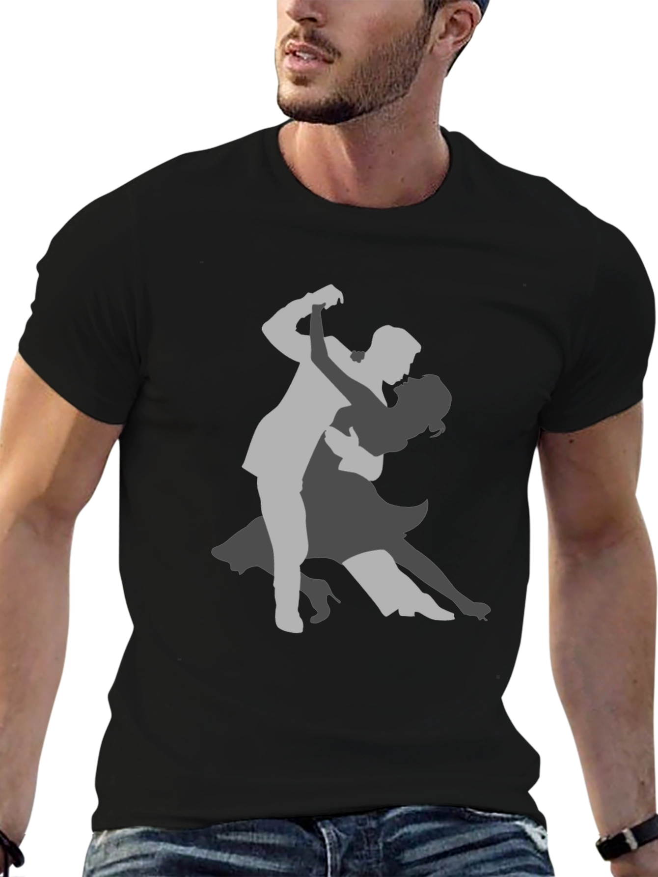 Elegant Tango Dancer Graphic Tee - Black