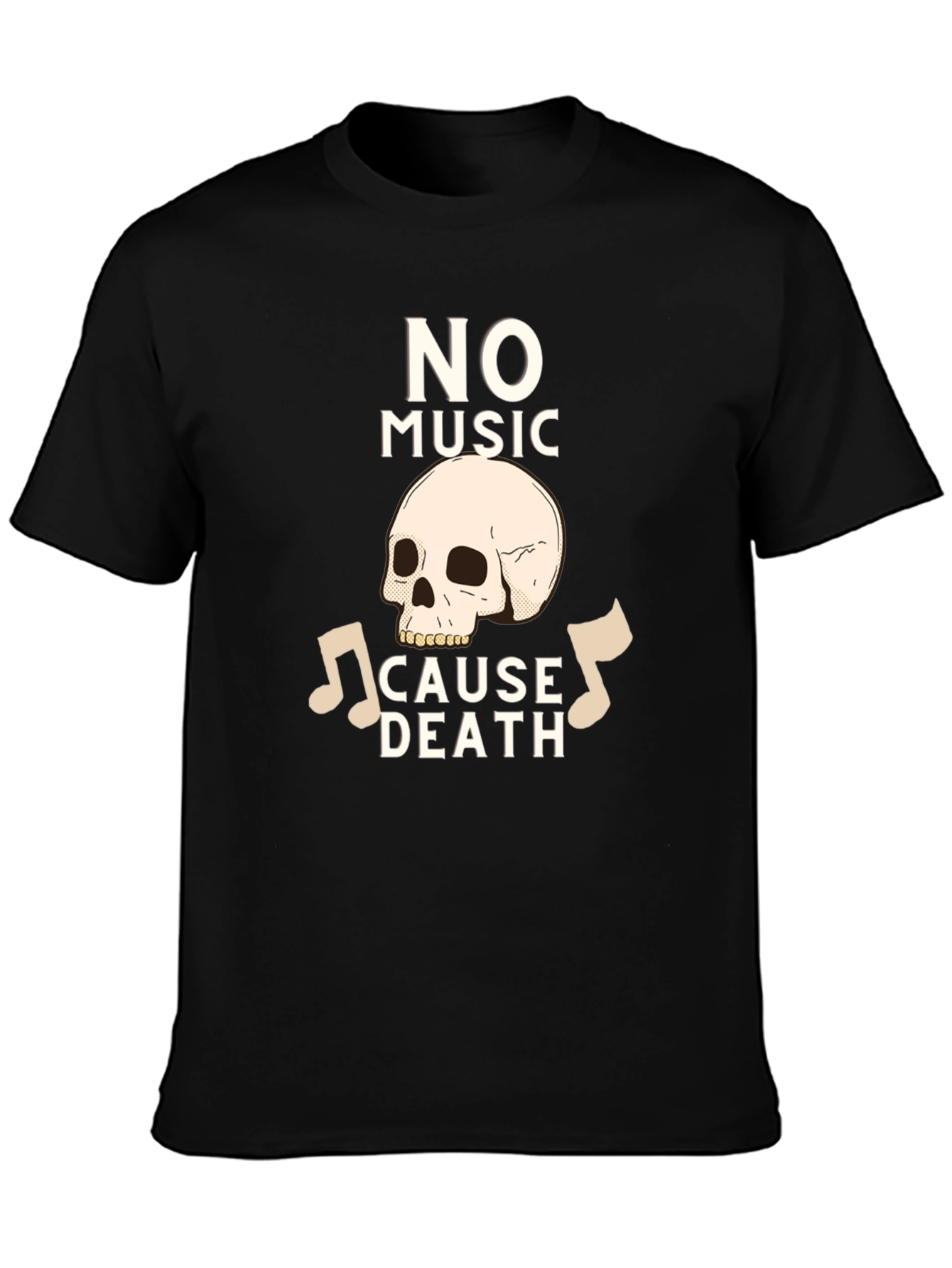 No Music Cause Death Graphic T-Shirt
