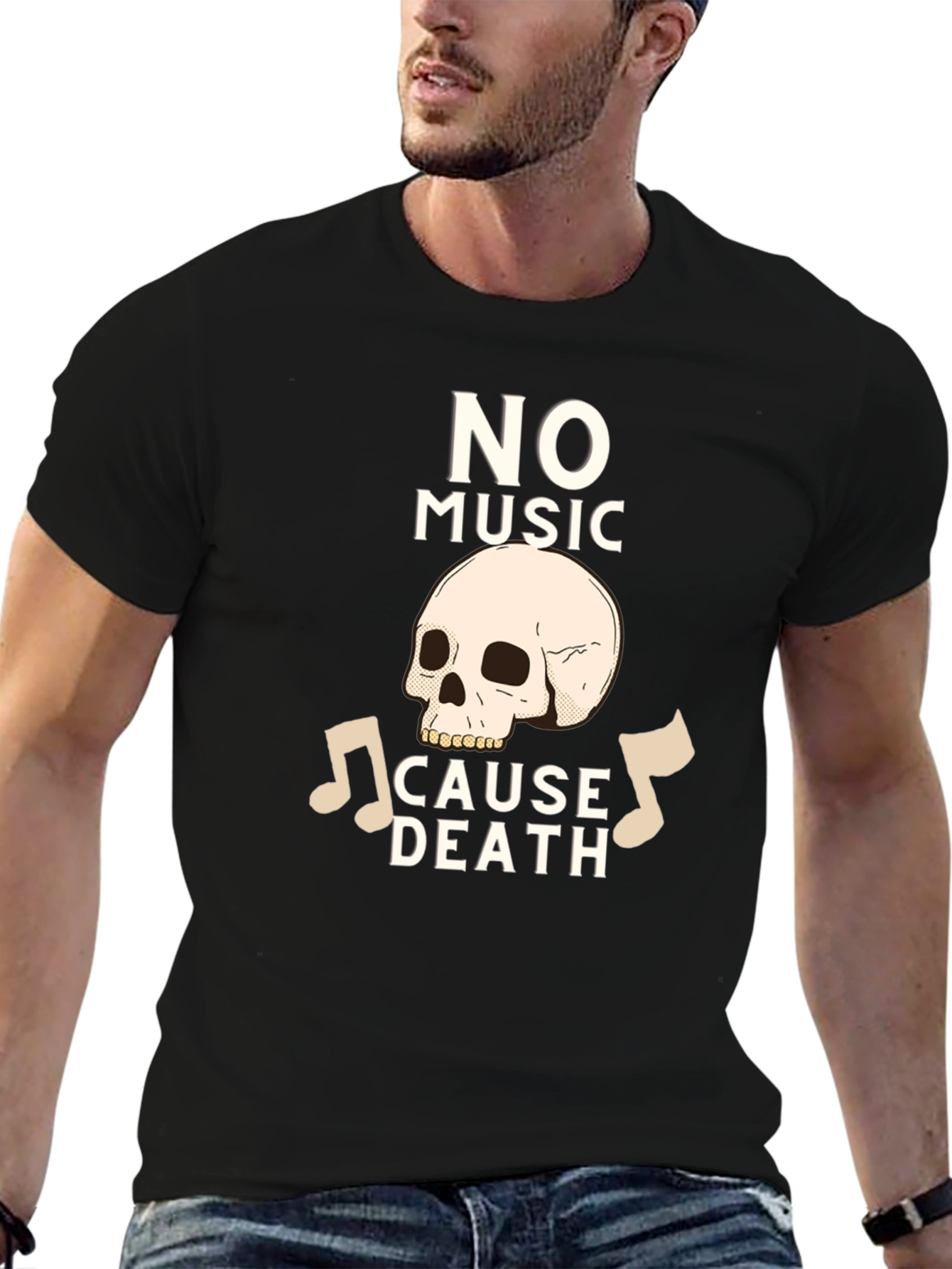 No Music Cause Death Graphic T-Shirt