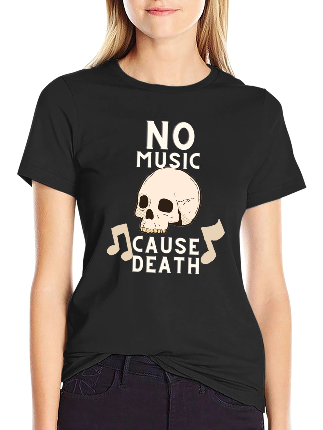No Music Cause Death Graphic T-Shirt