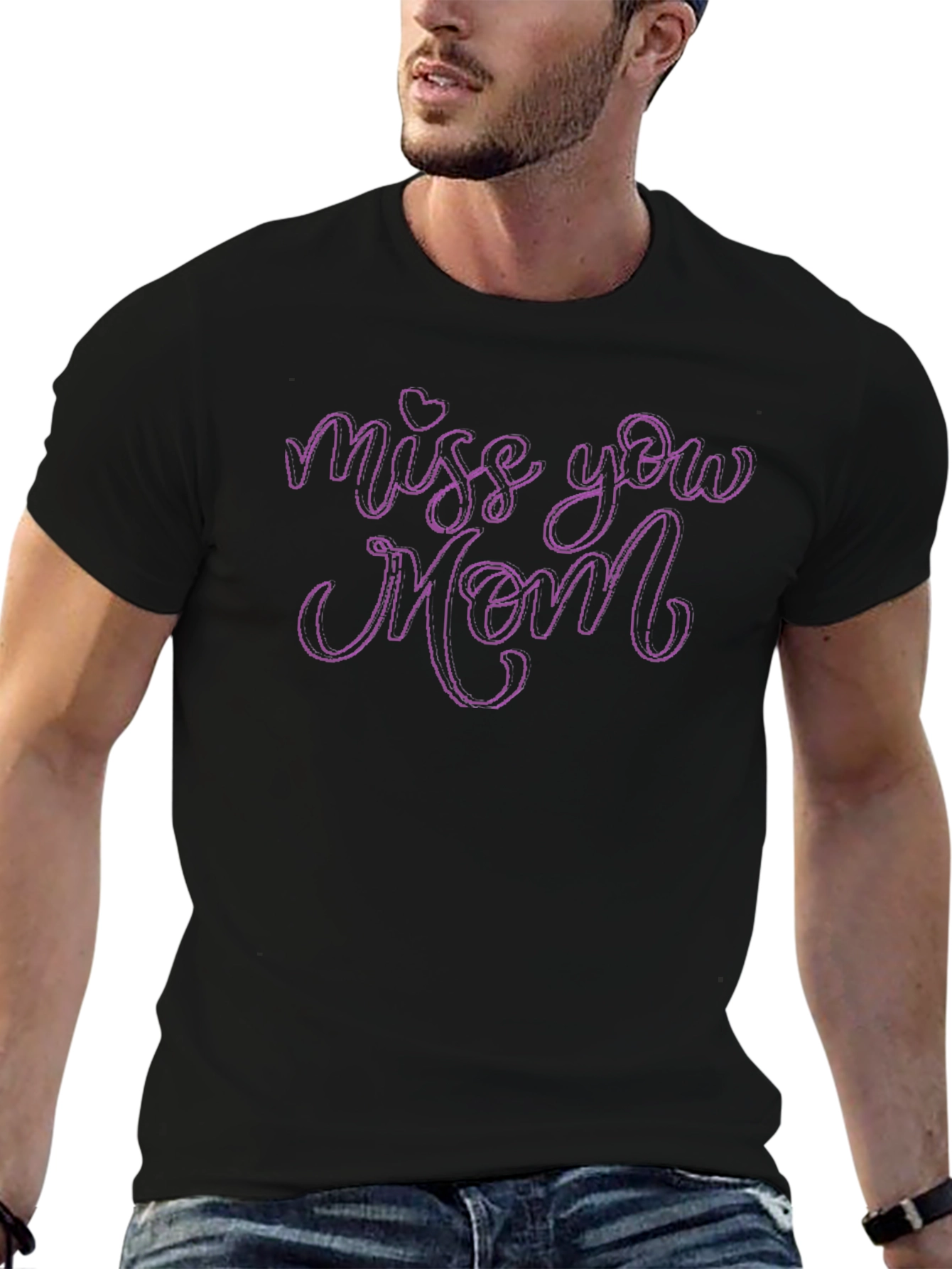 Miss You Mom Black T-Shirt