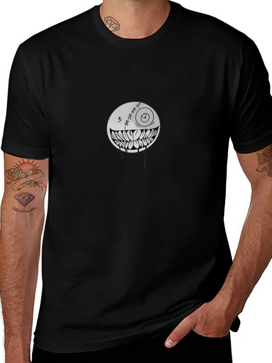 Creepy Smiley Face Graphic Black T-Shirt