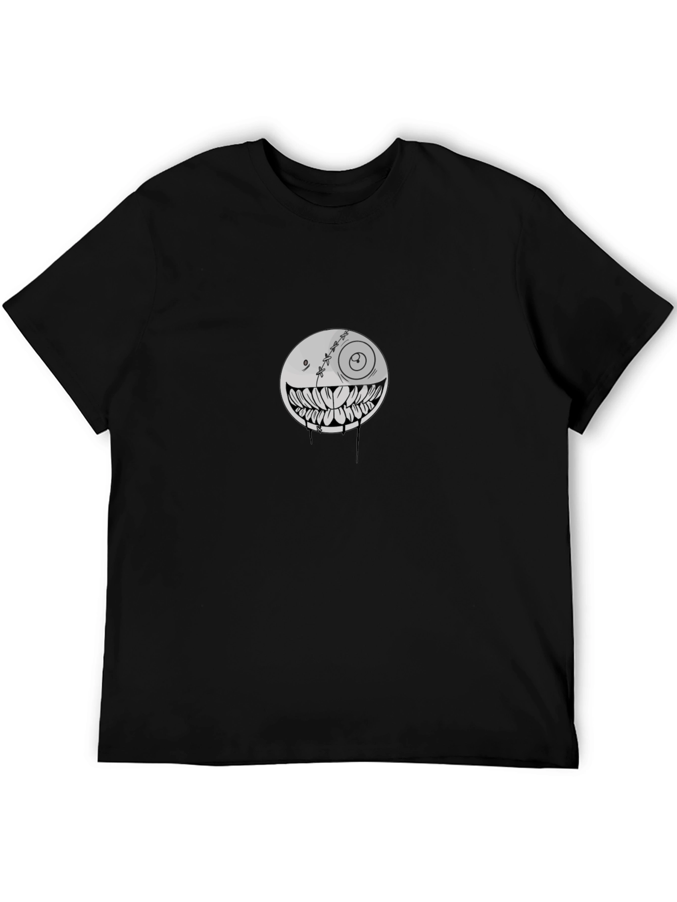 Creepy Smiley Face Graphic Black T-Shirt