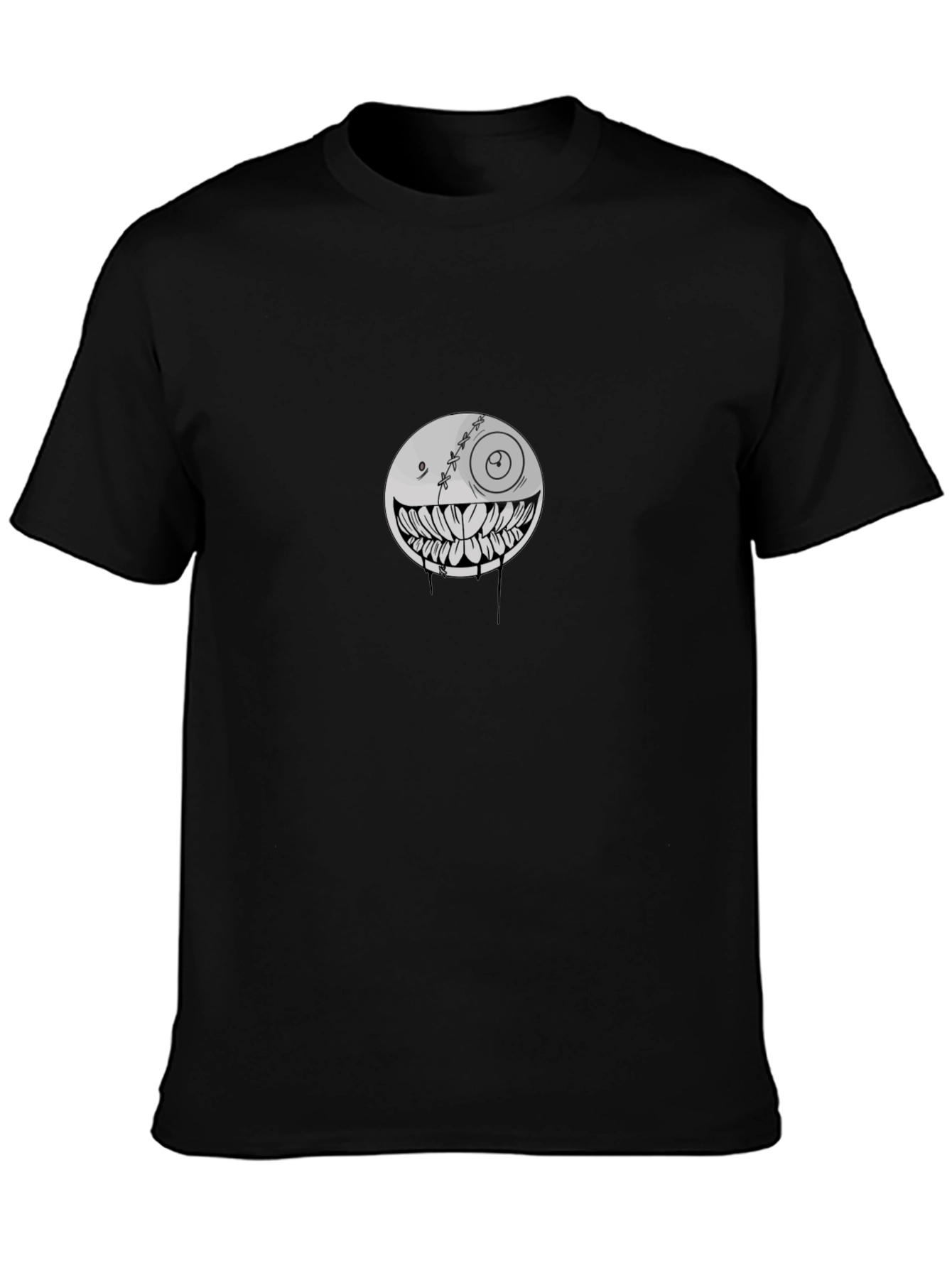 Creepy Smiley Face Graphic Black T-Shirt