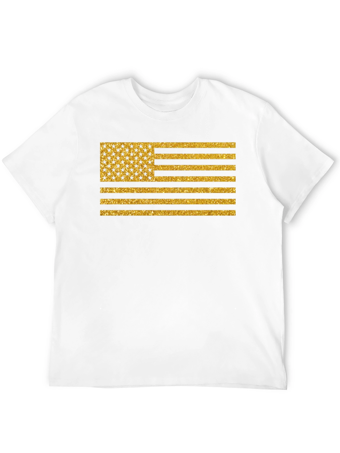 Gold Glitter American Flag Graphic Tee