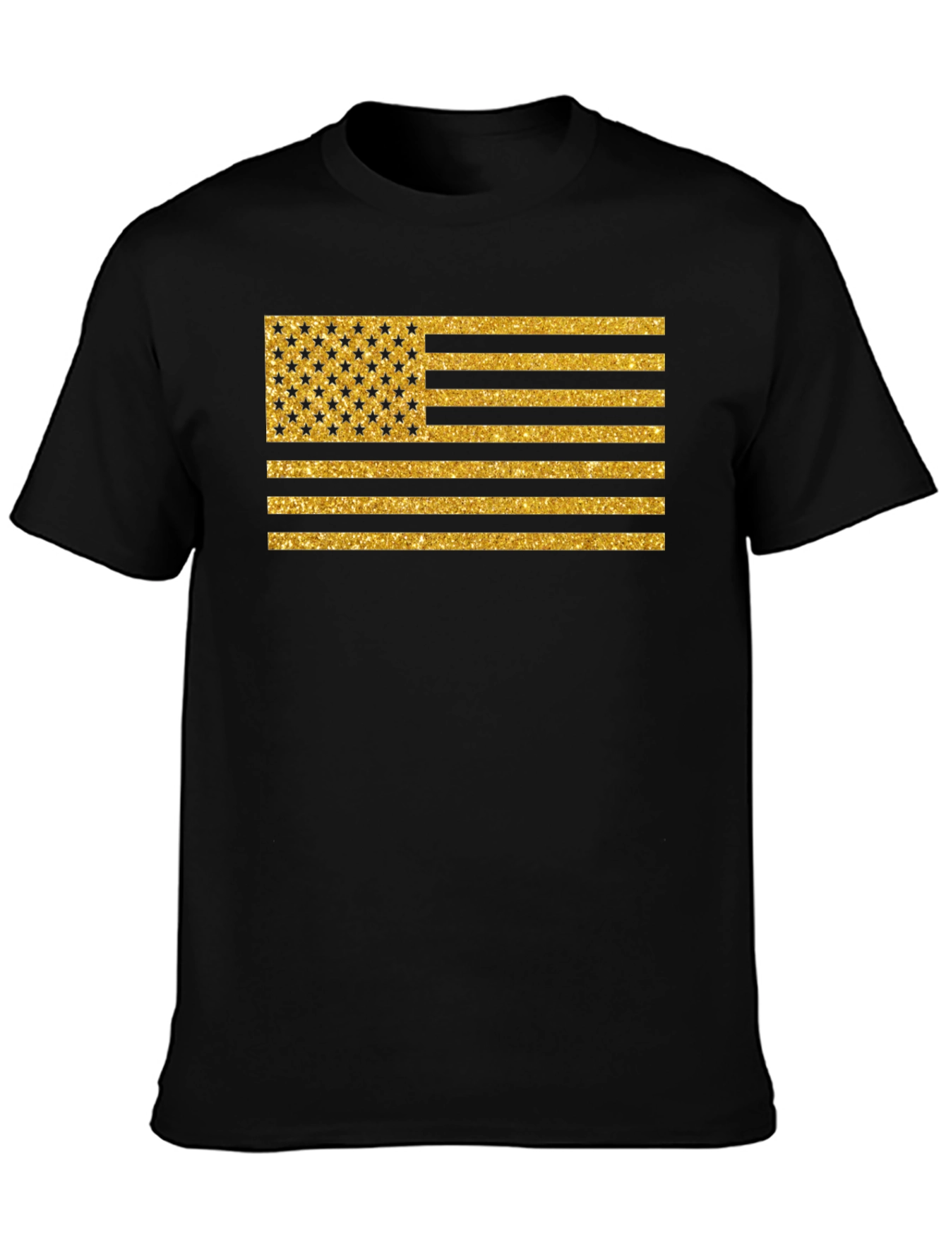 Gold Glitter American Flag Graphic Tee