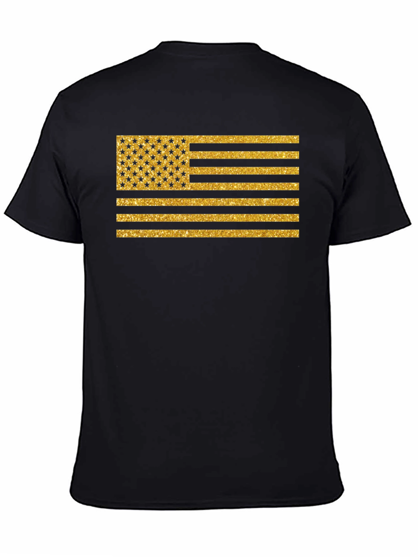Gold Glitter American Flag Graphic Tee