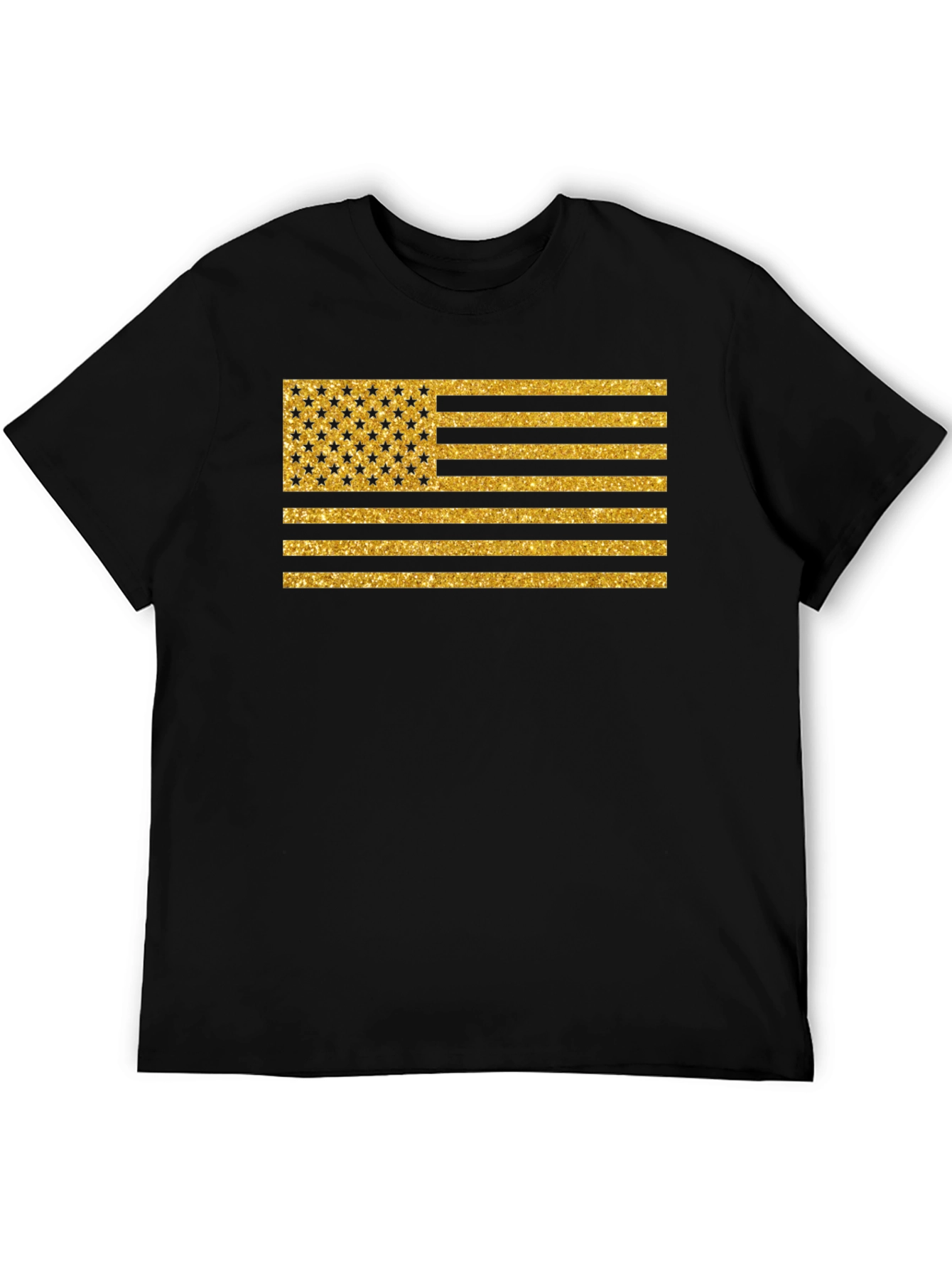 Gold Glitter American Flag Graphic Tee