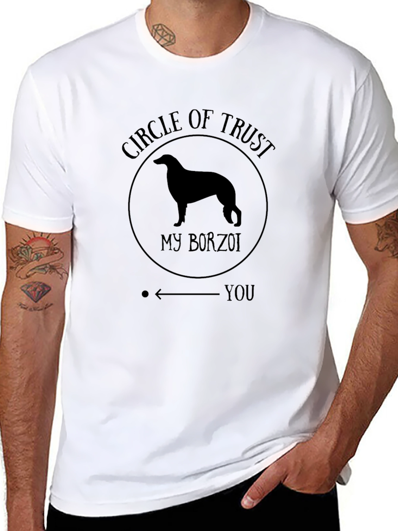 Circle of Trust Borzoi Dog T-Shirt - Black