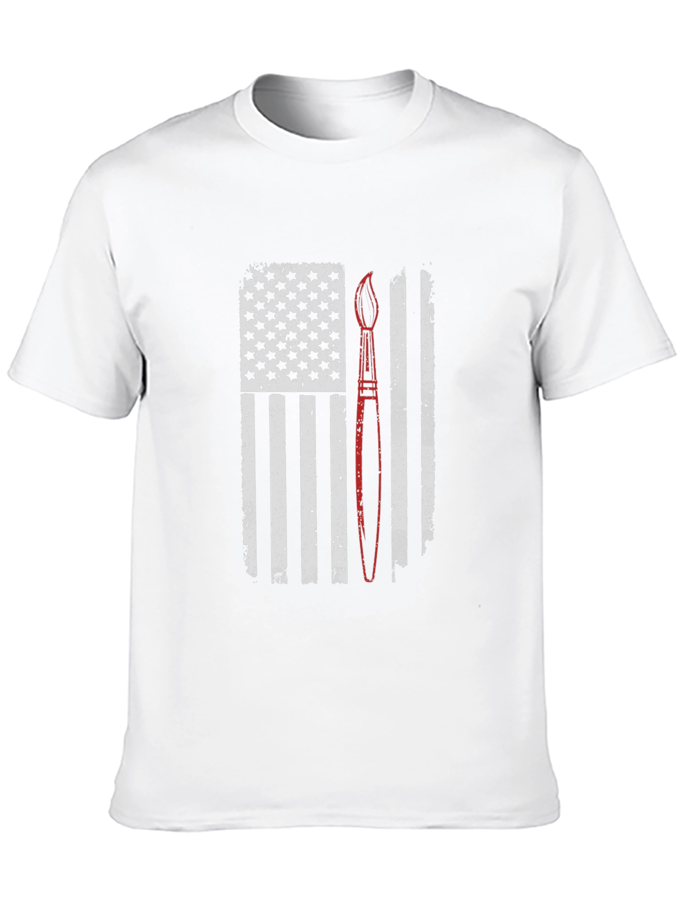 Patriotic Artist T-Shirt - Brush & US Flag