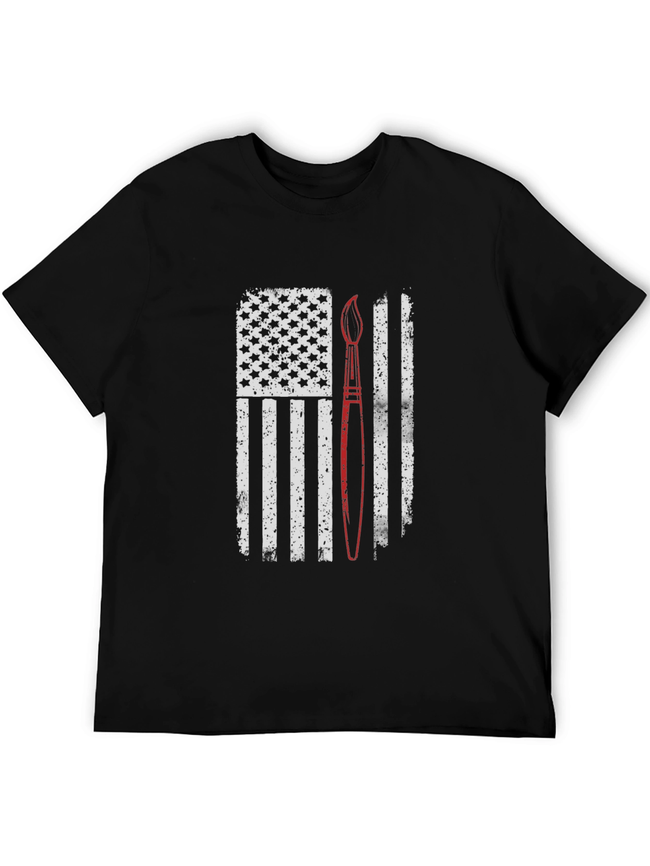 Patriotic Artist T-Shirt - Brush & US Flag