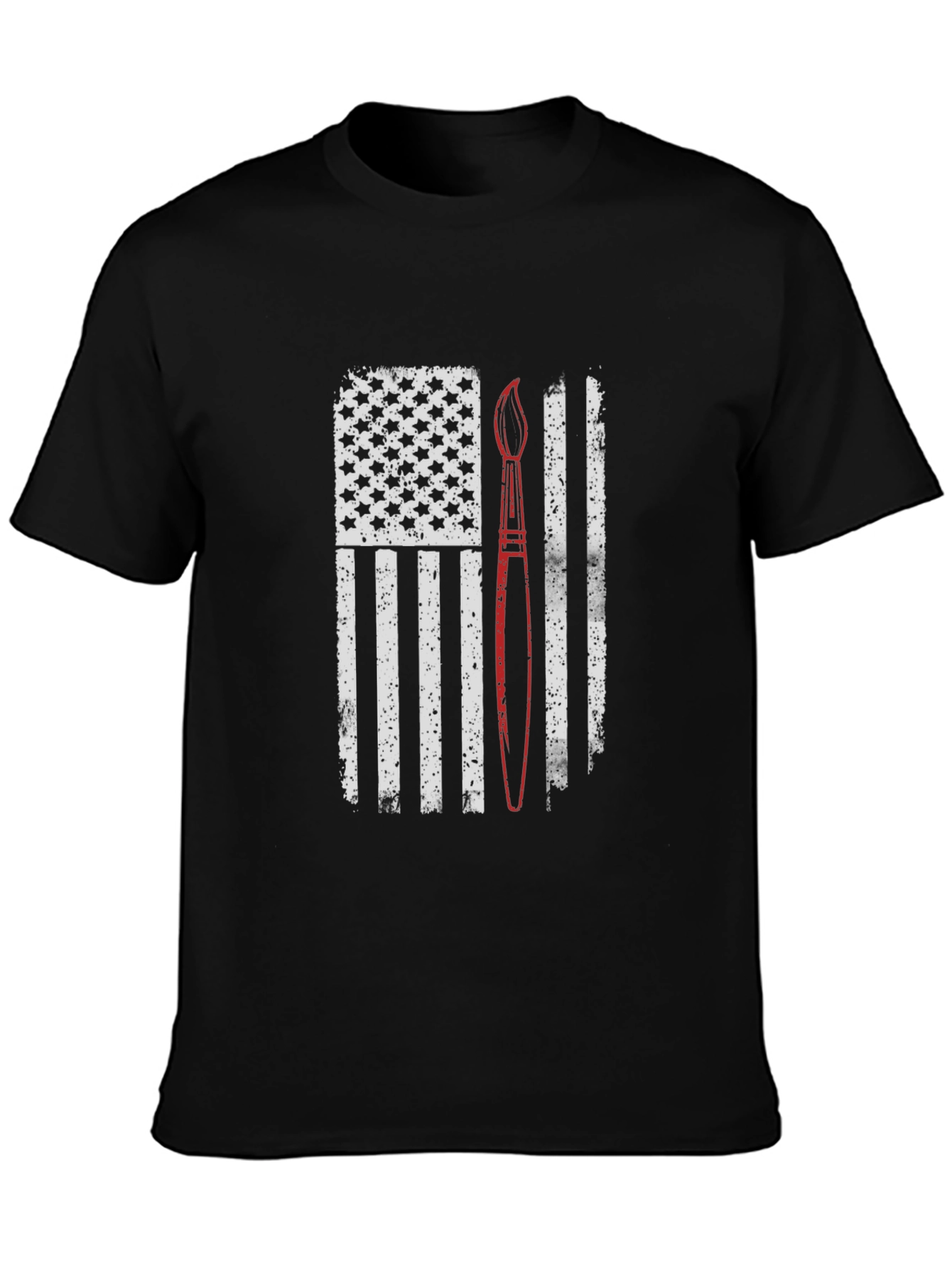 Patriotic Artist T-Shirt - Brush & US Flag