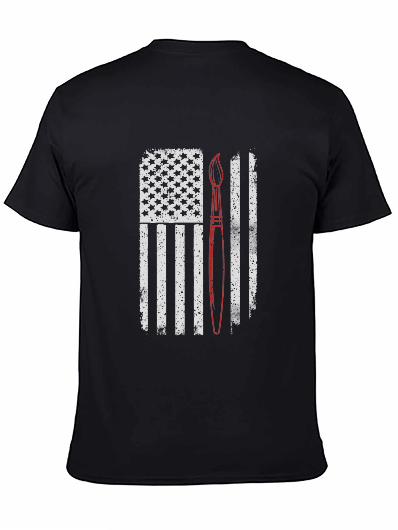 Patriotic Artist T-Shirt - Brush & US Flag
