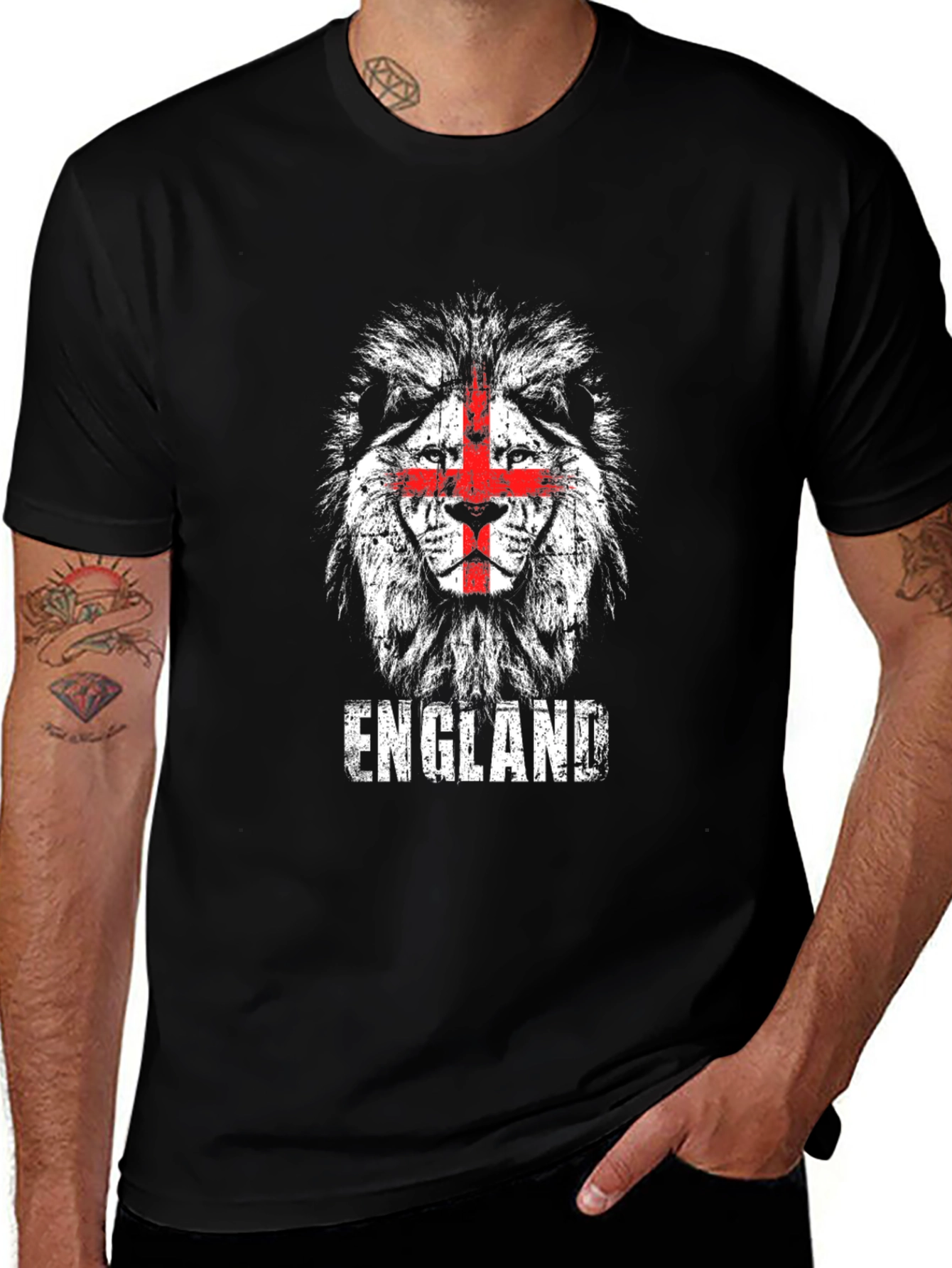 England Lion T-Shirt - Distressed Graphic Tee