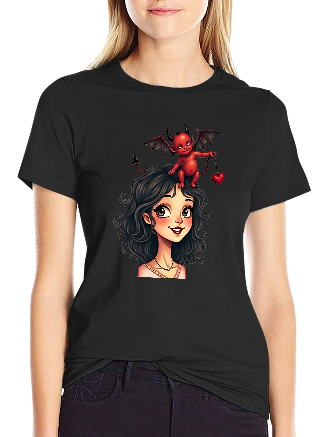 Devilishly Cute Black Graphic Tee